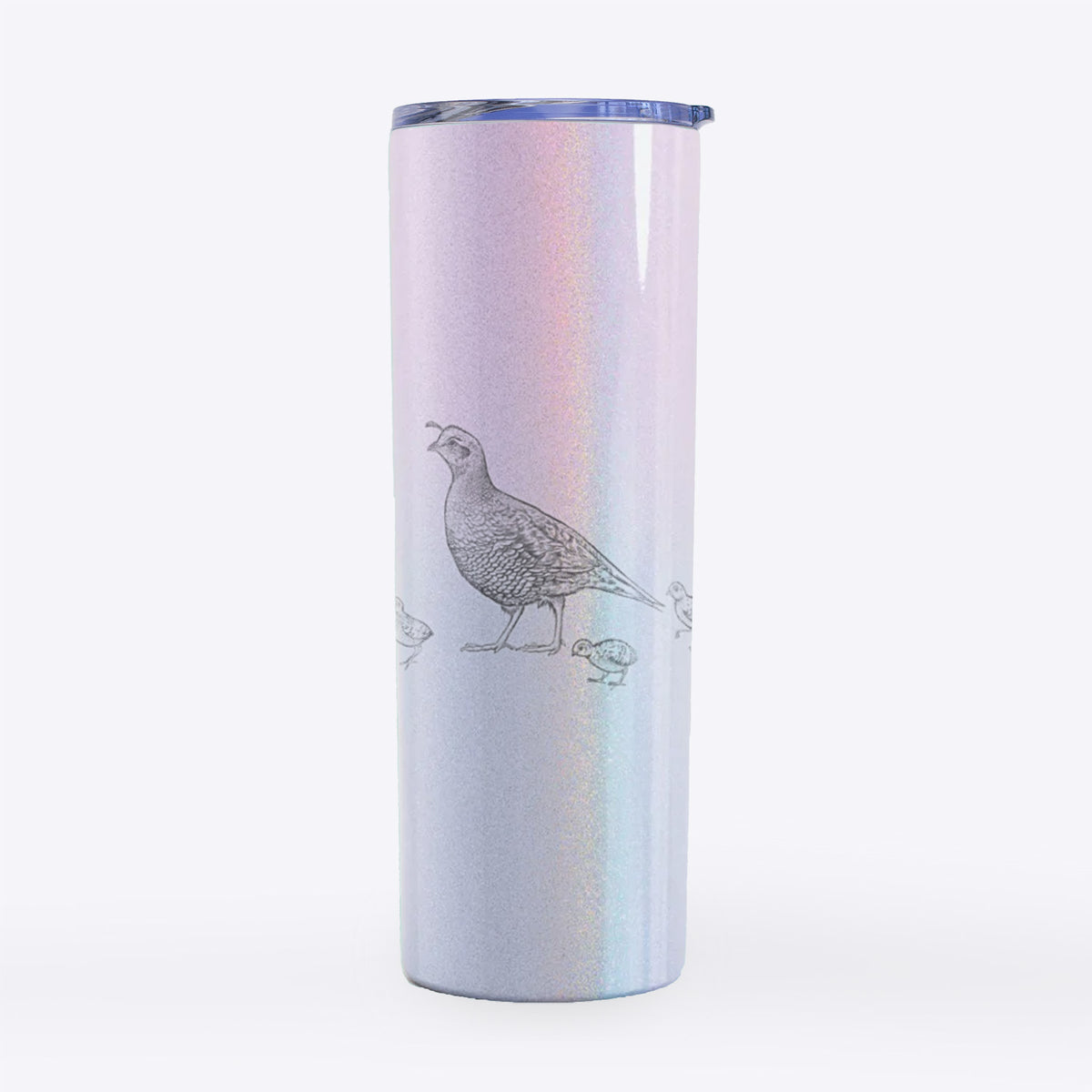 California Quail with Babies - Callipepla californica - 20oz Skinny Tumbler