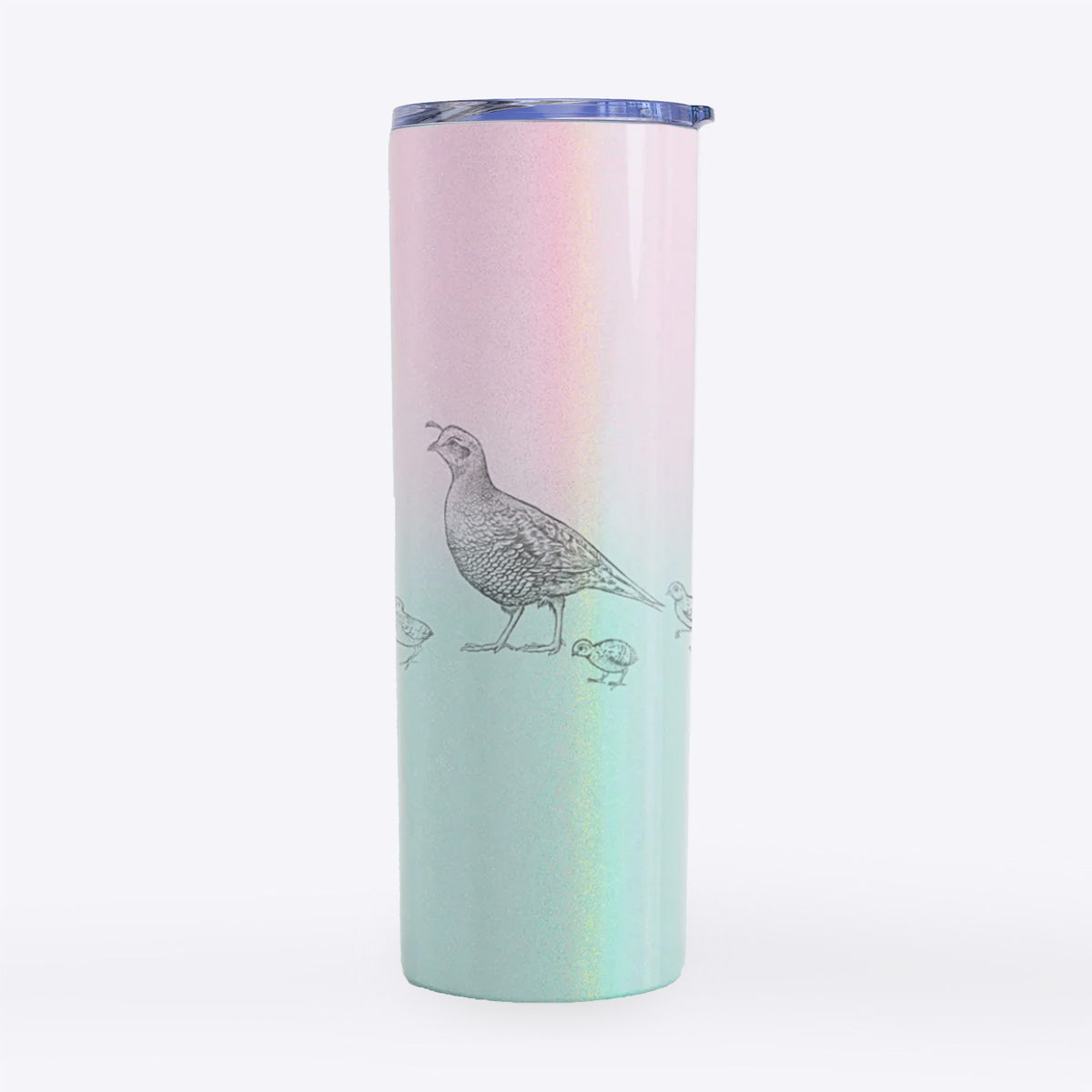 California Quail with Babies - Callipepla californica - 20oz Skinny Tumbler