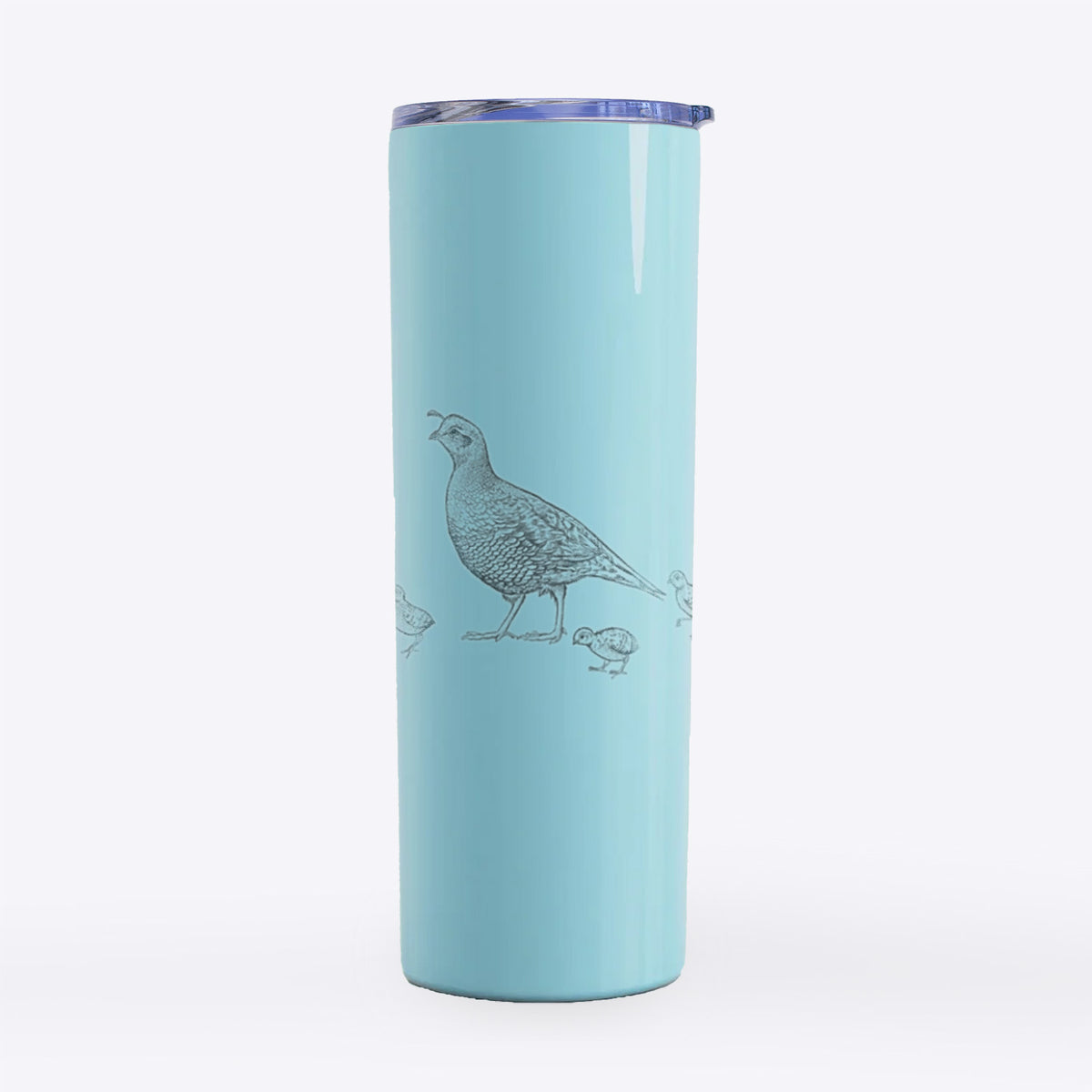 California Quail with Babies - Callipepla californica - 20oz Skinny Tumbler