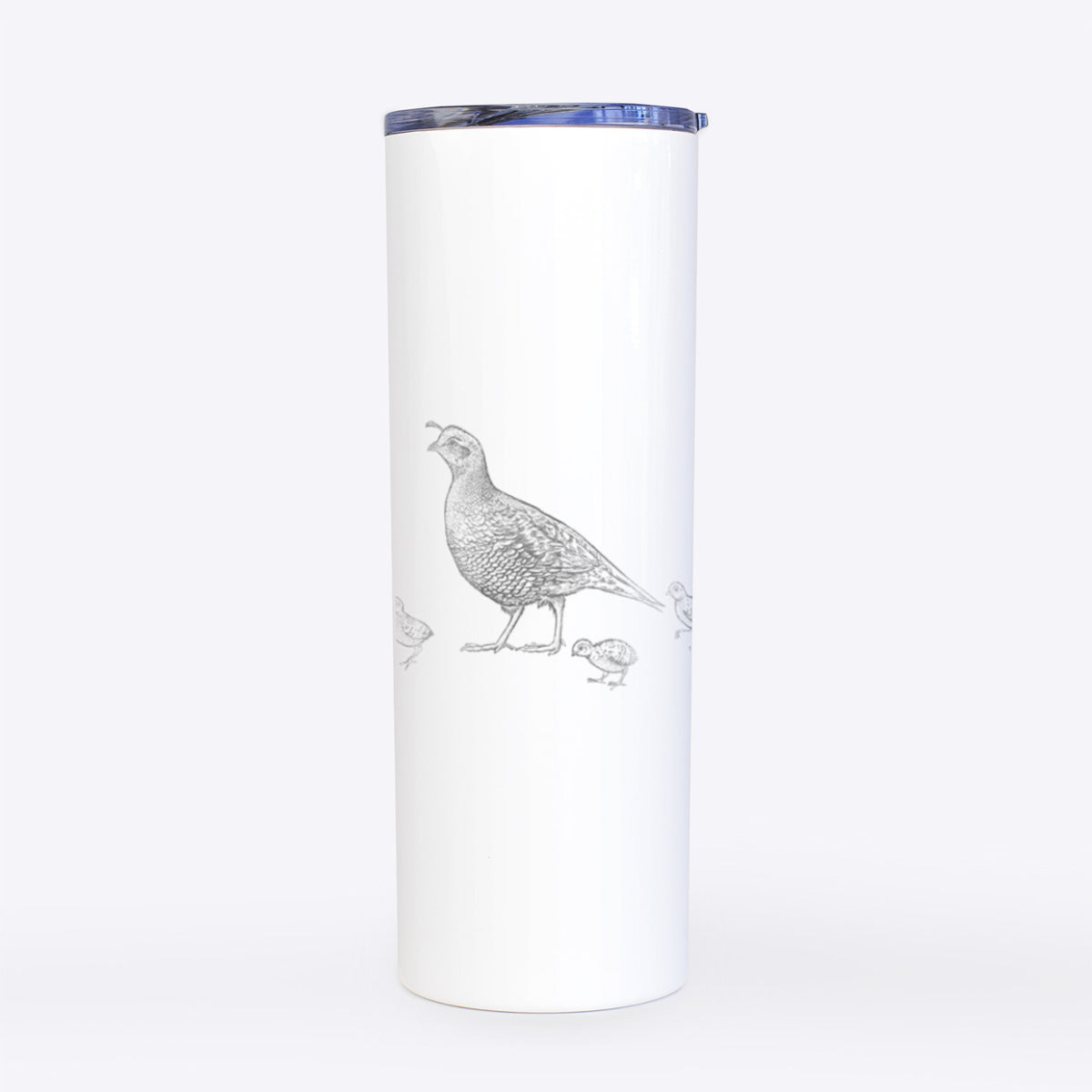 California Quail with Babies - Callipepla californica - 20oz Skinny Tumbler