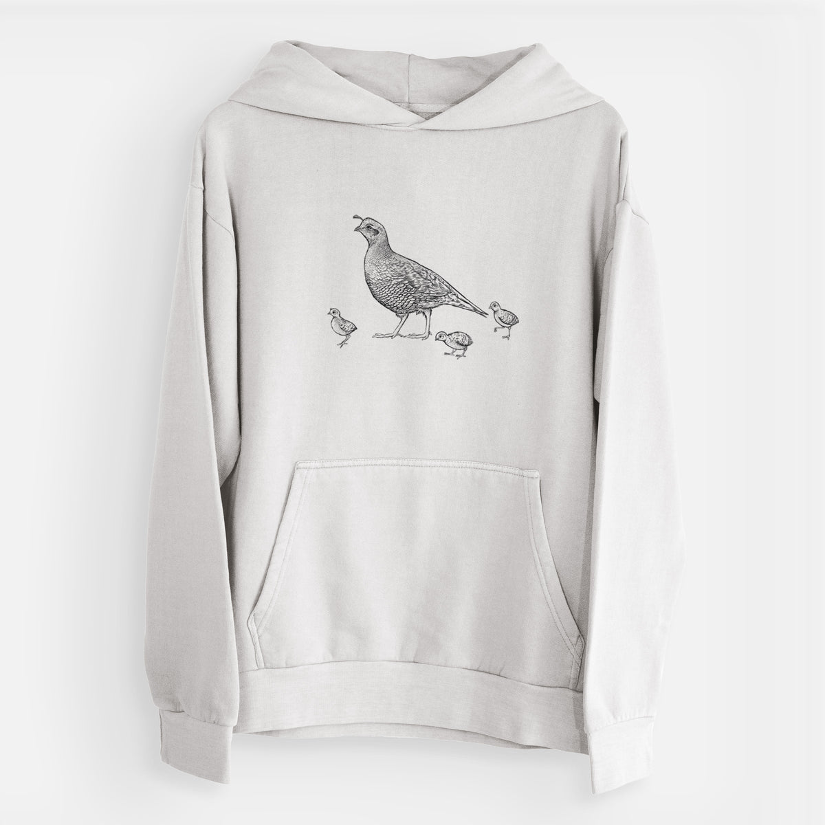 California Quail with Babies - Callipepla californica  - Urban Heavyweight Hoodie