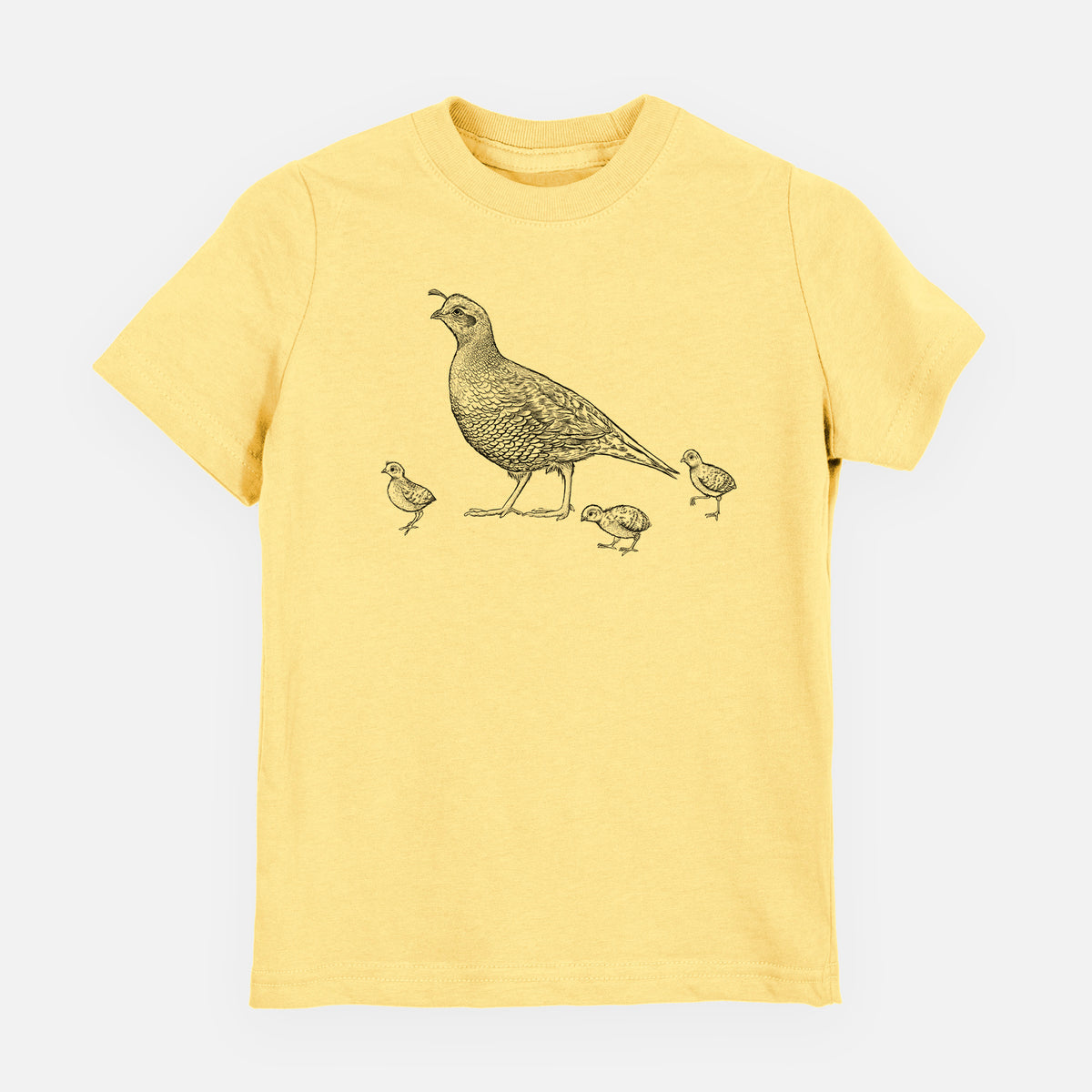 California Quail with Babies - Callipepla californica - Youth Shirt