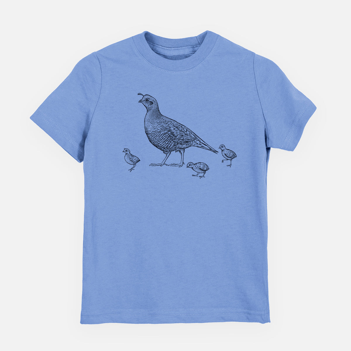 California Quail with Babies - Callipepla californica - Youth Shirt