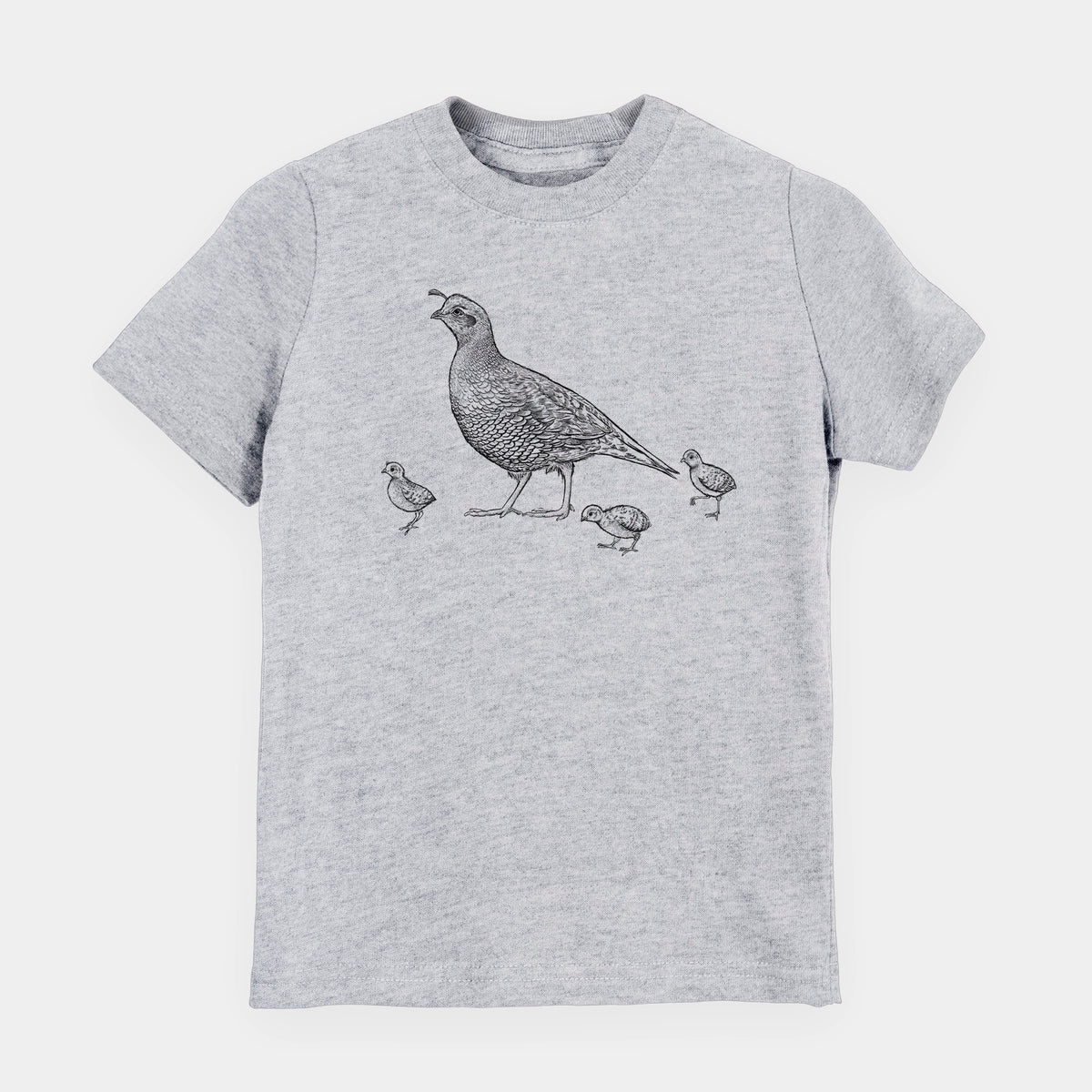 California Quail with Babies - Callipepla californica - Youth Shirt