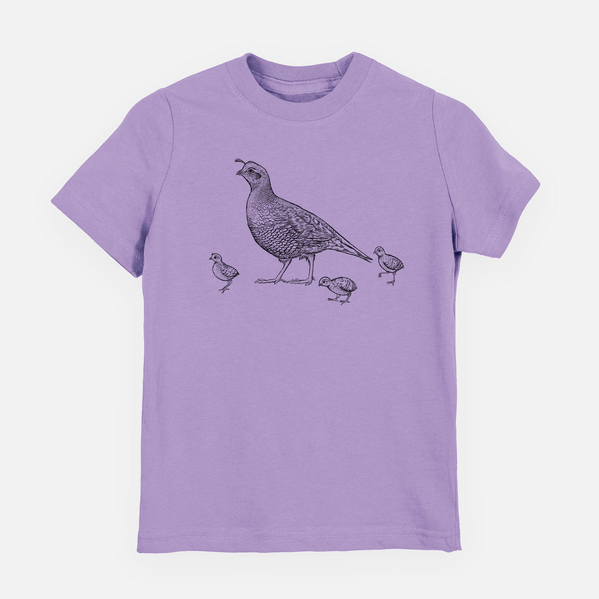 California Quail with Babies - Callipepla californica - Youth Shirt