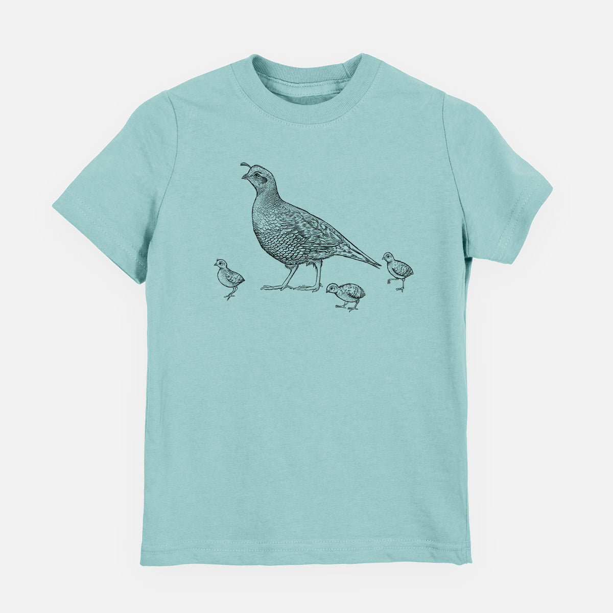 California Quail with Babies - Callipepla californica - Youth Shirt