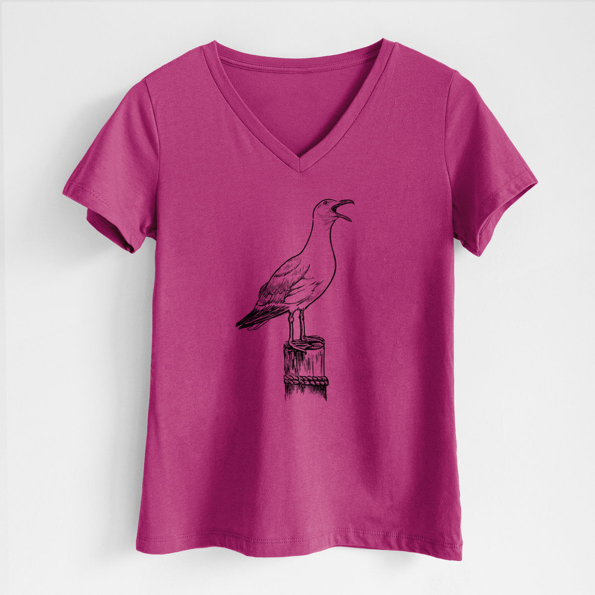 California Gull - Larus californicus - Women&#39;s Lightweight Relaxed Fit 100% Cotton V-neck