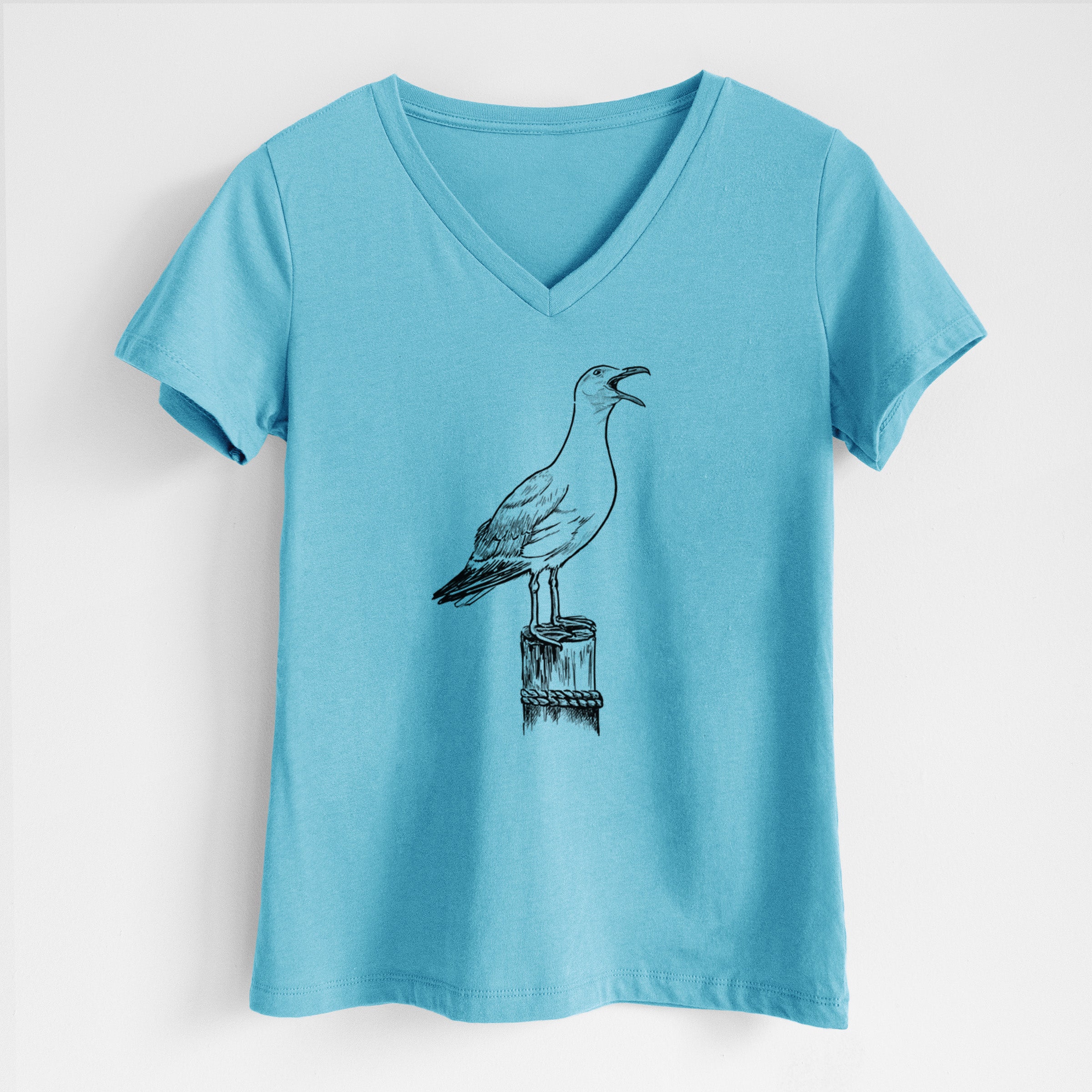 California Gull - Larus californicus - Women's Lightweight Relaxed Fit 100% Cotton V-neck