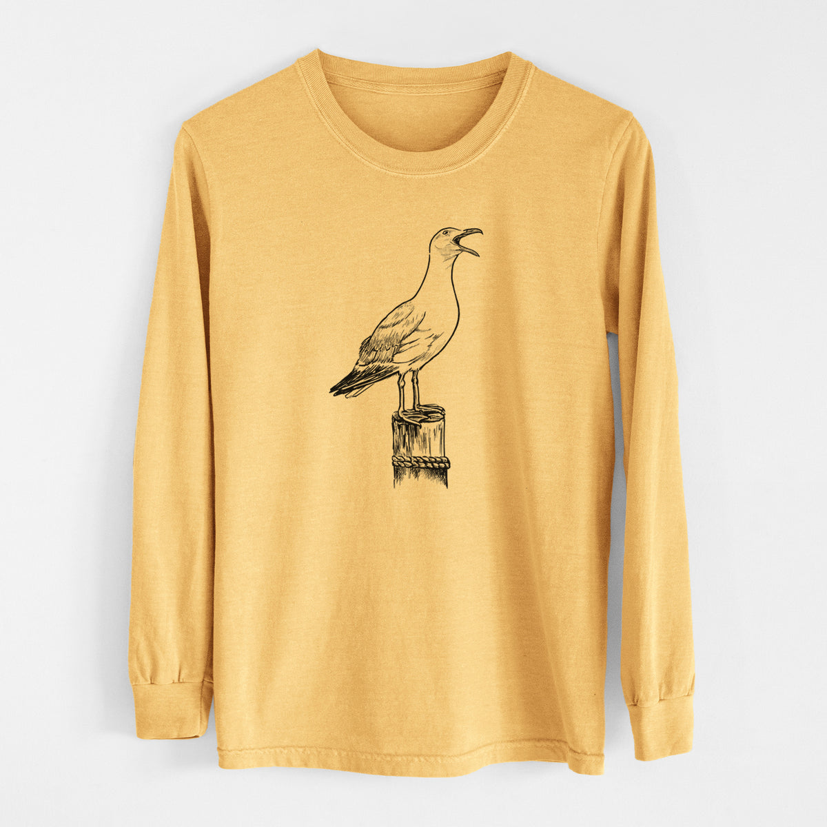 California Gull - Larus californicus - Men&#39;s Heavyweight 100% Cotton Long Sleeve