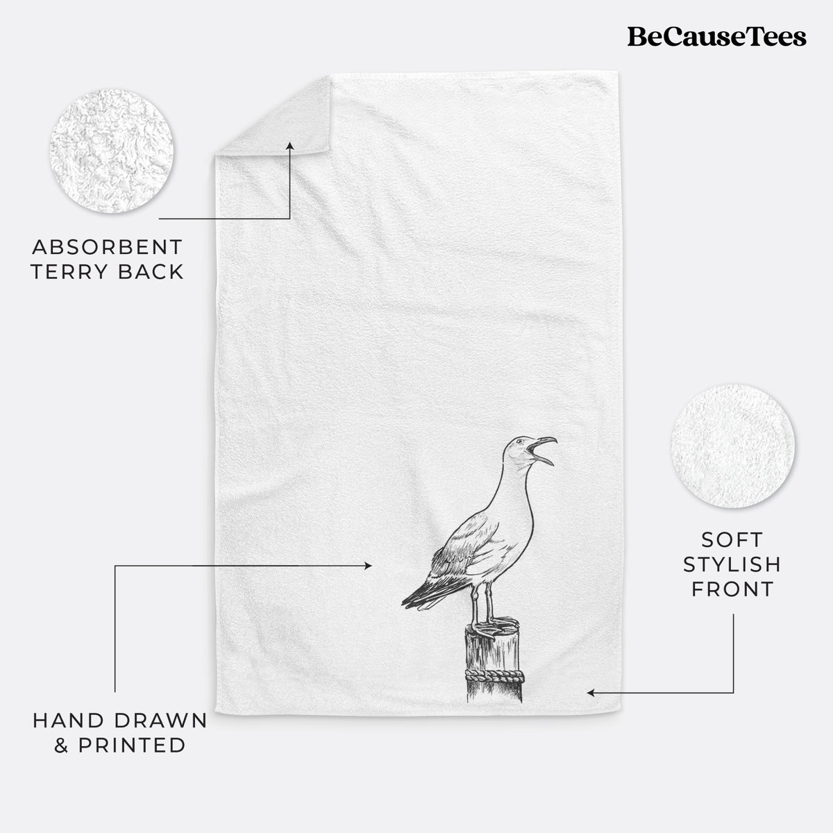 California Gull - Larus californicus Premium Decorative Hand Towel