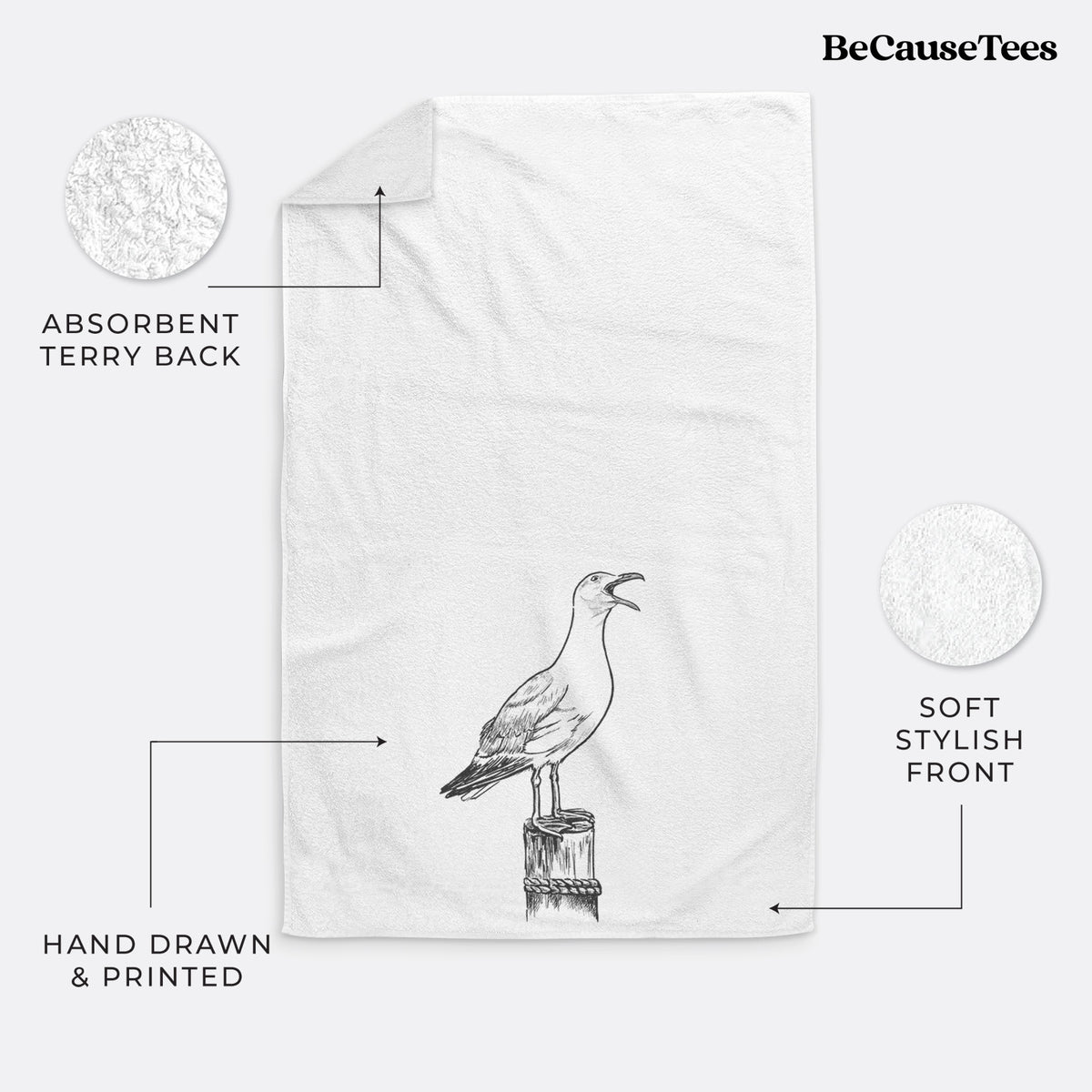 California Gull - Larus californicus Premium Decorative Hand Towel