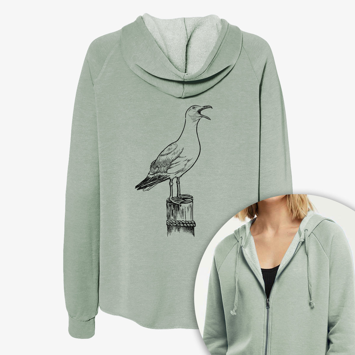 California Gull - Larus californicus - Women's Cali Wave Zip-Up Sweatshirt