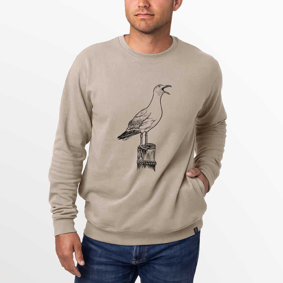 California Gull - Larus californicus  - Unisex Reclaimed Crewneck Sweatshirt