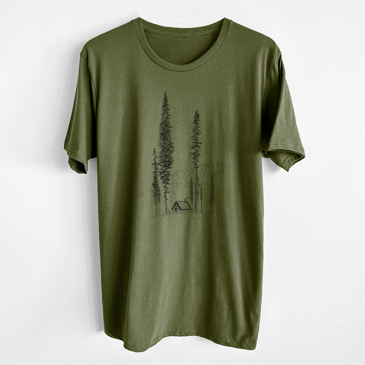 CLOSEOUT - Mountain Pine Cabin Retreat - Unisex Crewneck - Made in USA - 100% Organic Cotton