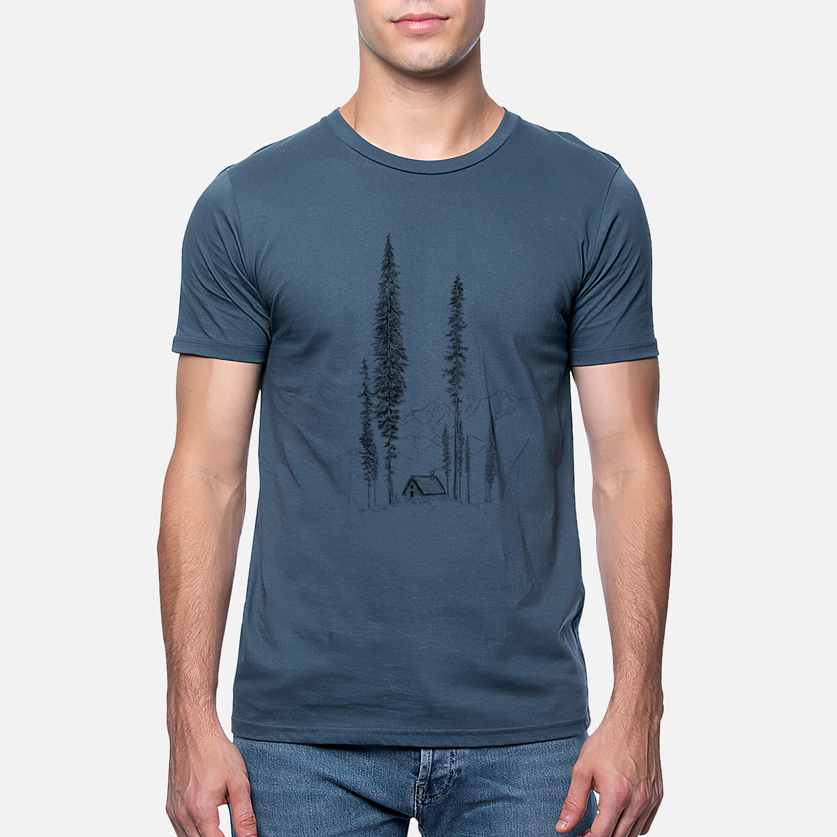 CLOSEOUT - Mountain Pine Cabin Retreat - Unisex Crewneck - Made in USA - 100% Organic Cotton