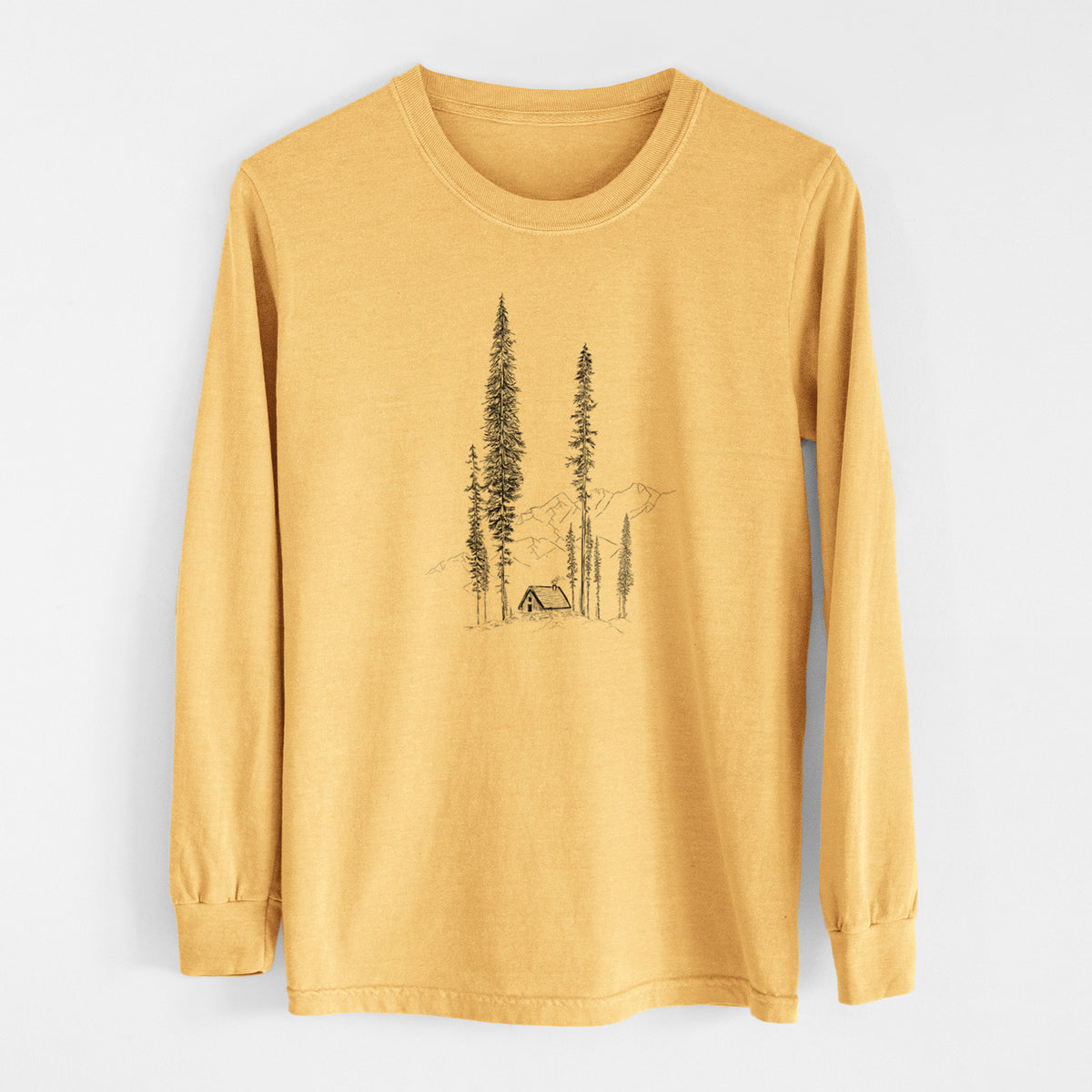 Mountain Pine Cabin Retreat - Men&#39;s Heavyweight 100% Cotton Long Sleeve