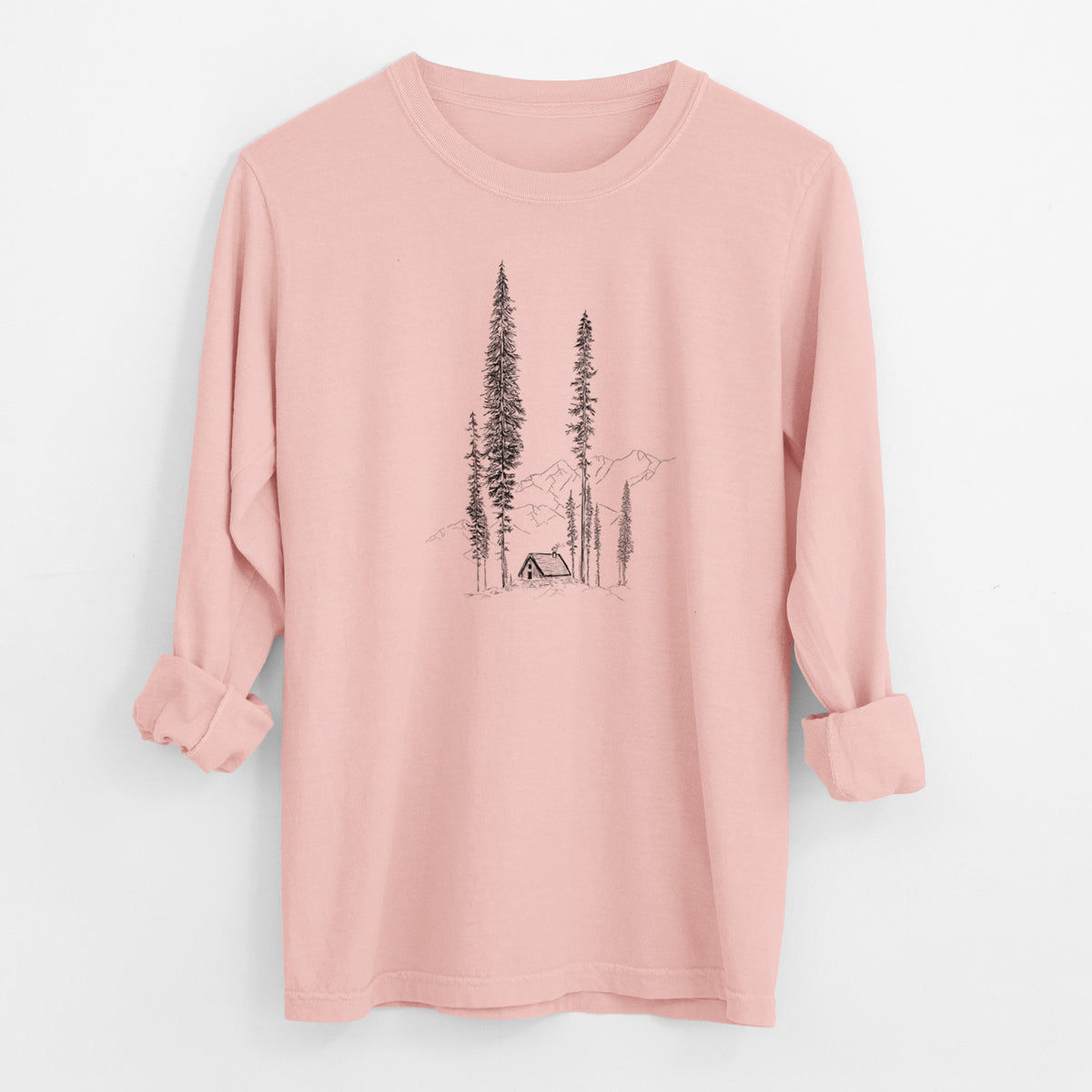 Mountain Pine Cabin Retreat - Men&#39;s Heavyweight 100% Cotton Long Sleeve