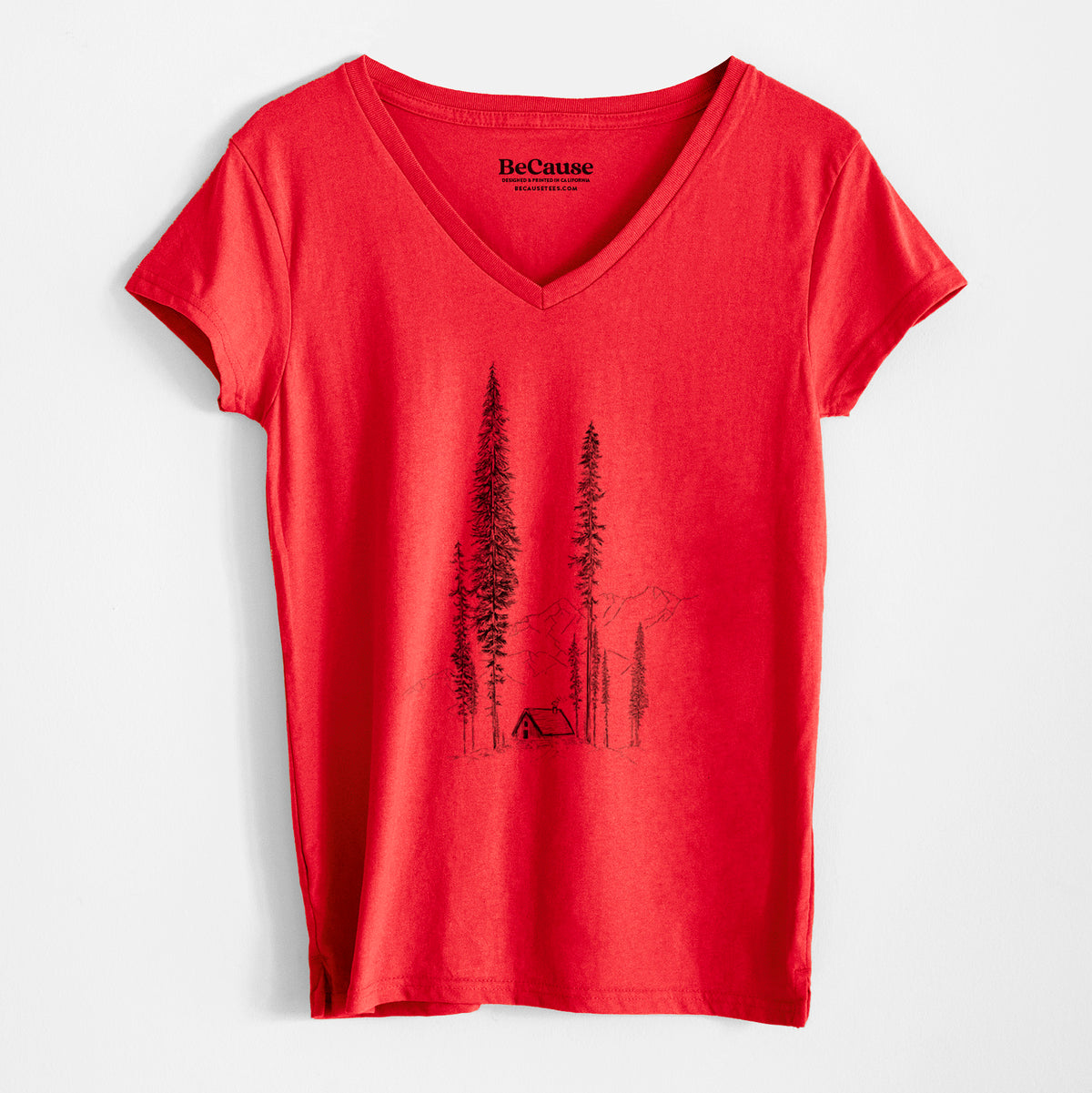 Mountain Pine Cabin Retreat - Women&#39;s 100% Recycled V-neck