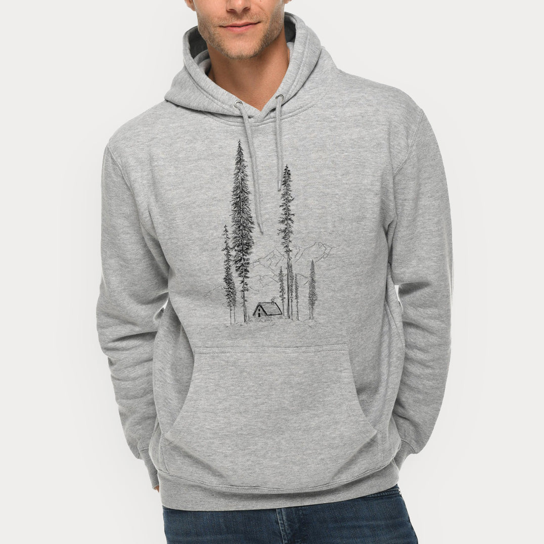 Mountain Pine Cabin Retreat  - Mid-Weight Unisex Premium Blend Hoodie