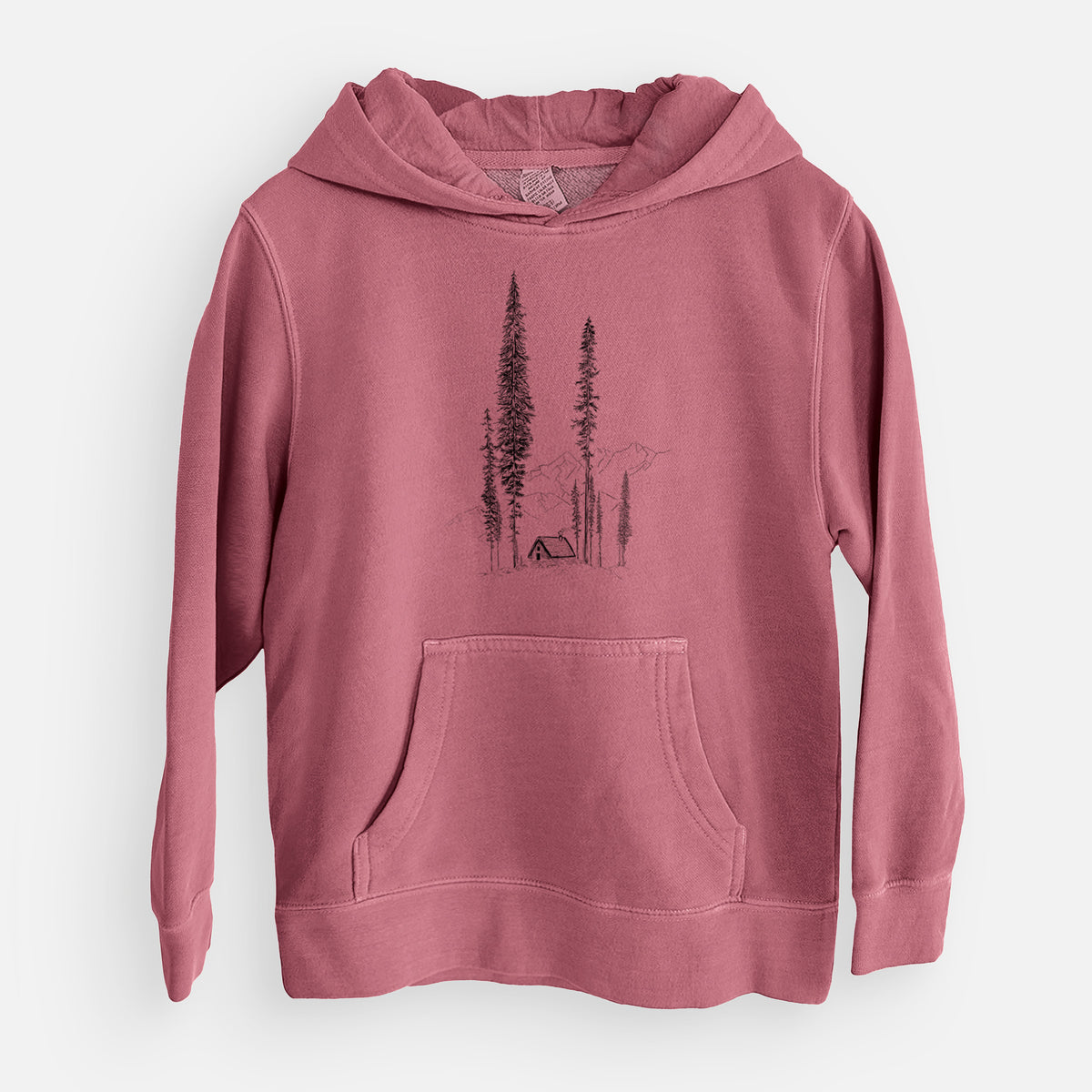 Mountain Pine Cabin Retreat - Youth Pigment Dyed Hoodie
