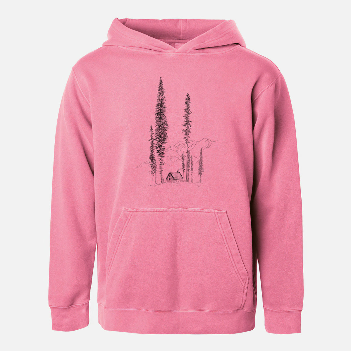 Mountain Pine Cabin Retreat - Youth Pigment Dyed Hoodie