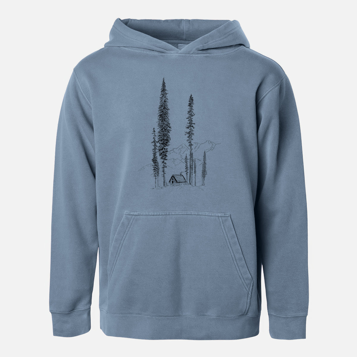 Mountain Pine Cabin Retreat - Youth Pigment Dyed Hoodie