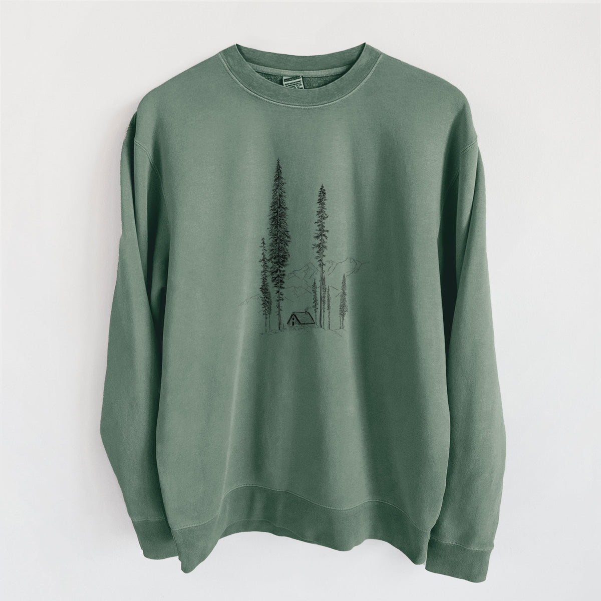 Mountain Pine Cabin Retreat - Unisex Pigment Dyed Crew Sweatshirt