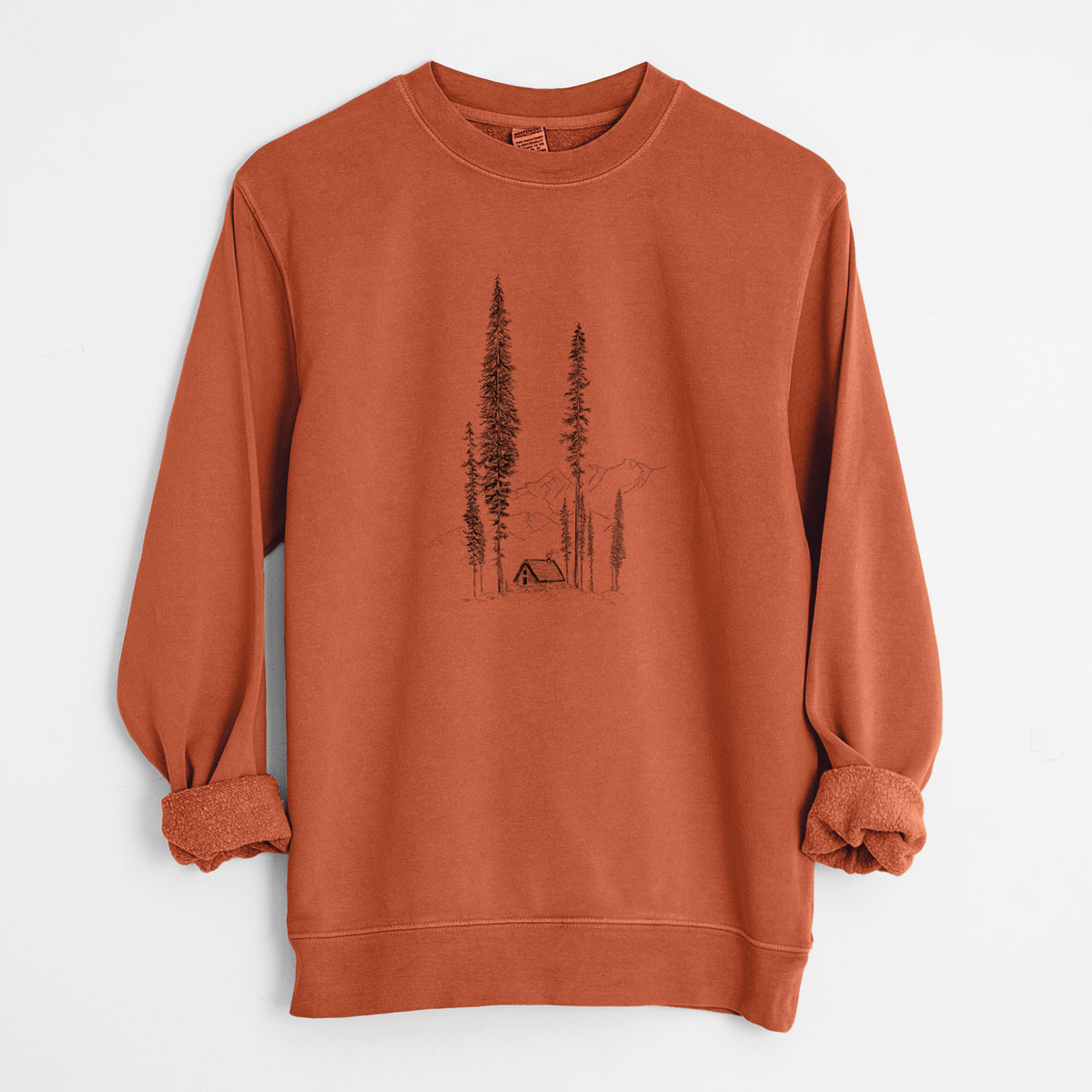 Mountain Pine Cabin Retreat - Unisex Pigment Dyed Crew Sweatshirt
