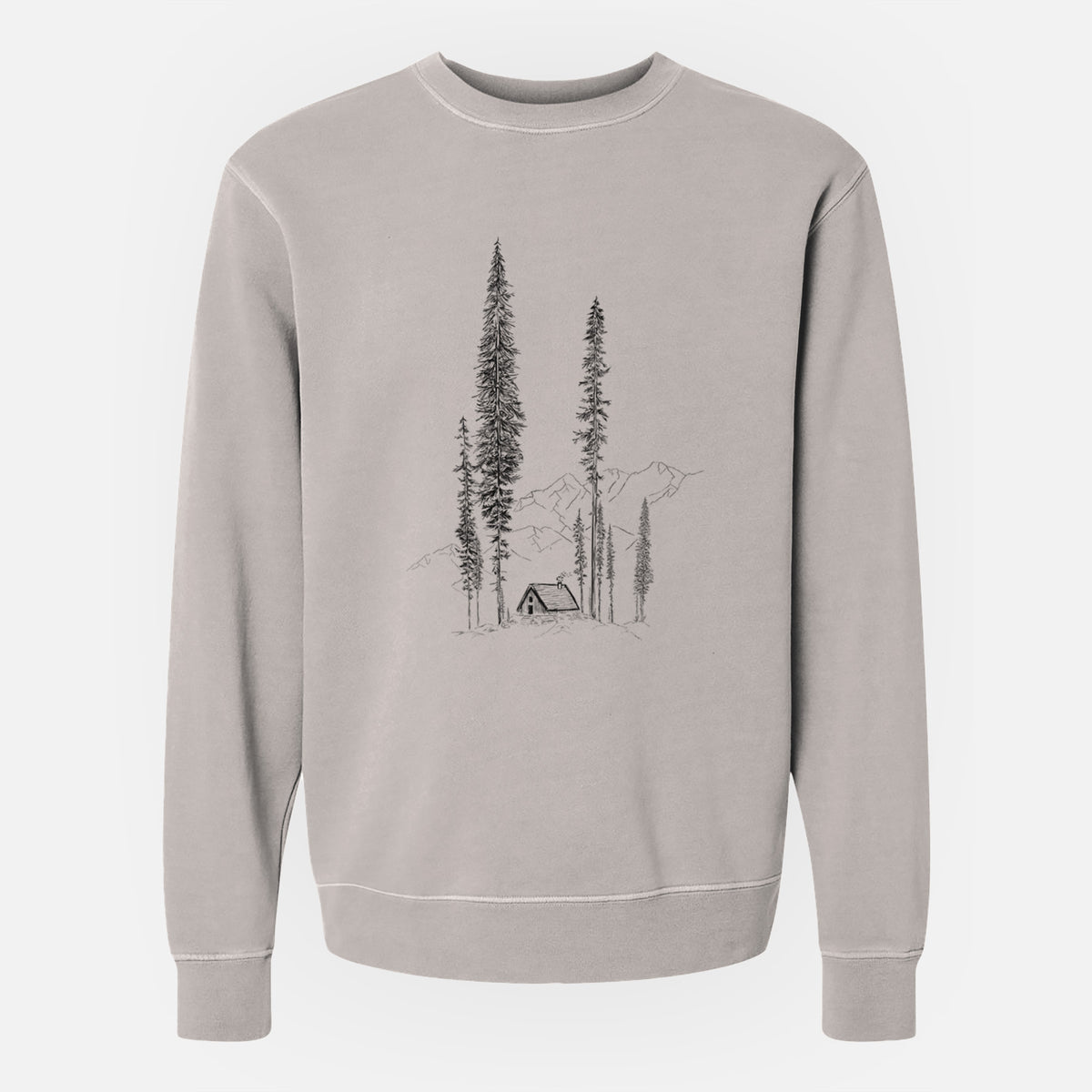 Mountain Pine Cabin Retreat - Unisex Pigment Dyed Crew Sweatshirt