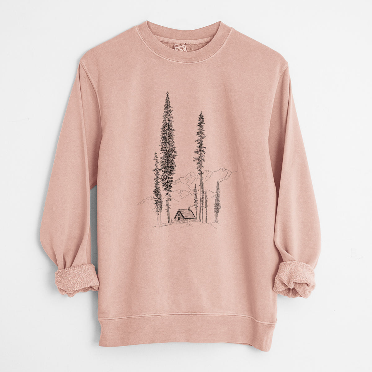 Mountain Pine Cabin Retreat - Unisex Pigment Dyed Crew Sweatshirt