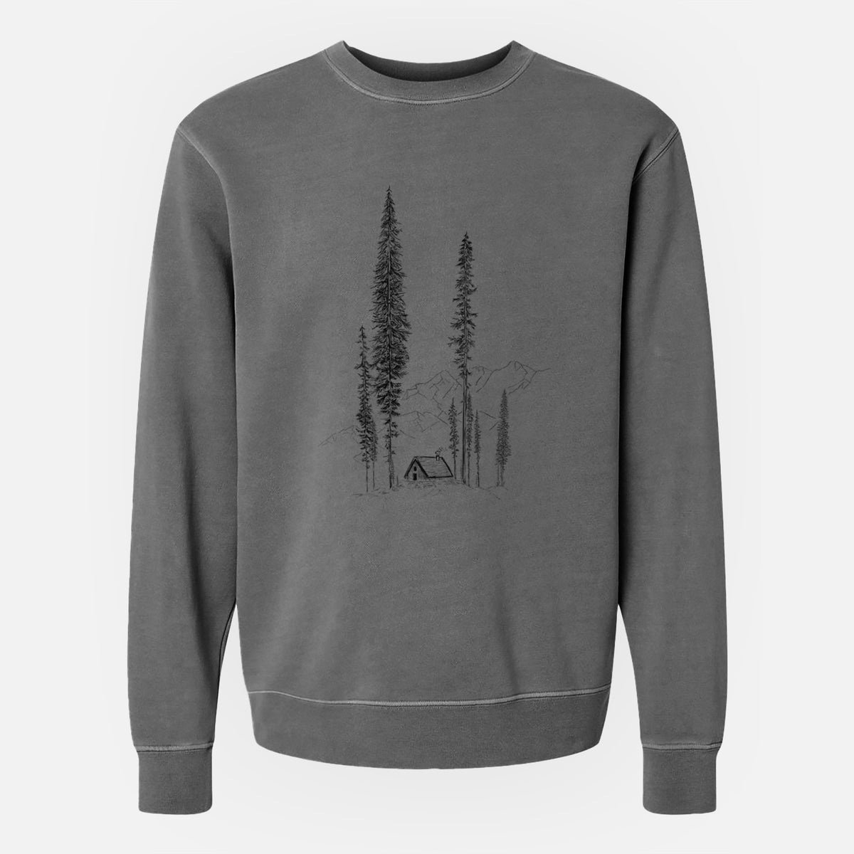 Mountain Pine Cabin Retreat - Unisex Pigment Dyed Crew Sweatshirt