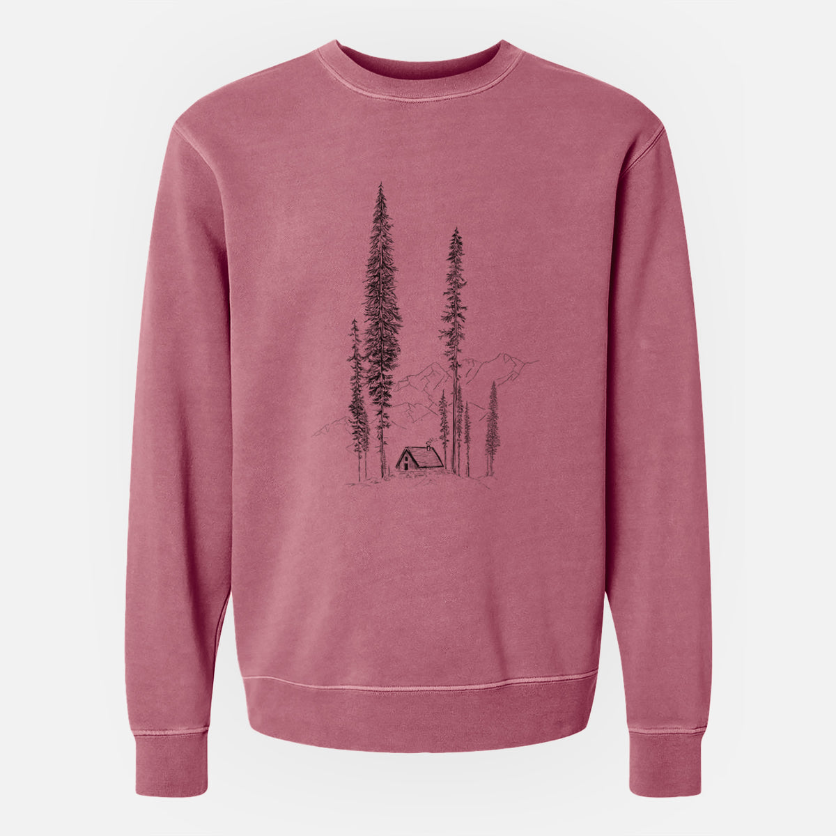 Mountain Pine Cabin Retreat - Unisex Pigment Dyed Crew Sweatshirt