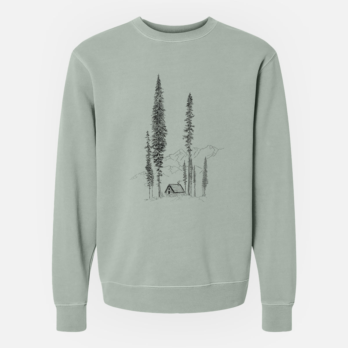 Mountain Pine Cabin Retreat - Unisex Pigment Dyed Crew Sweatshirt