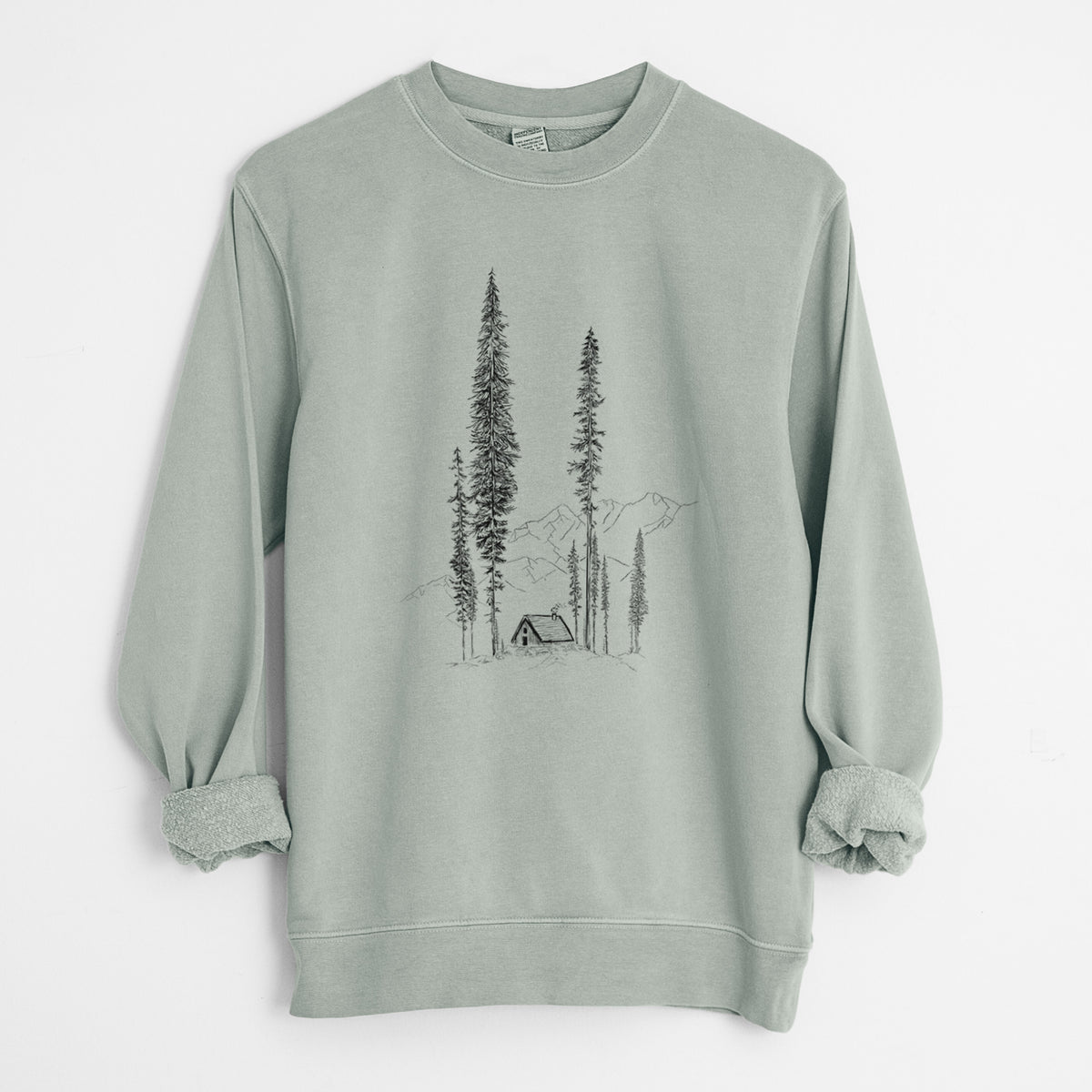 Mountain Pine Cabin Retreat - Unisex Pigment Dyed Crew Sweatshirt