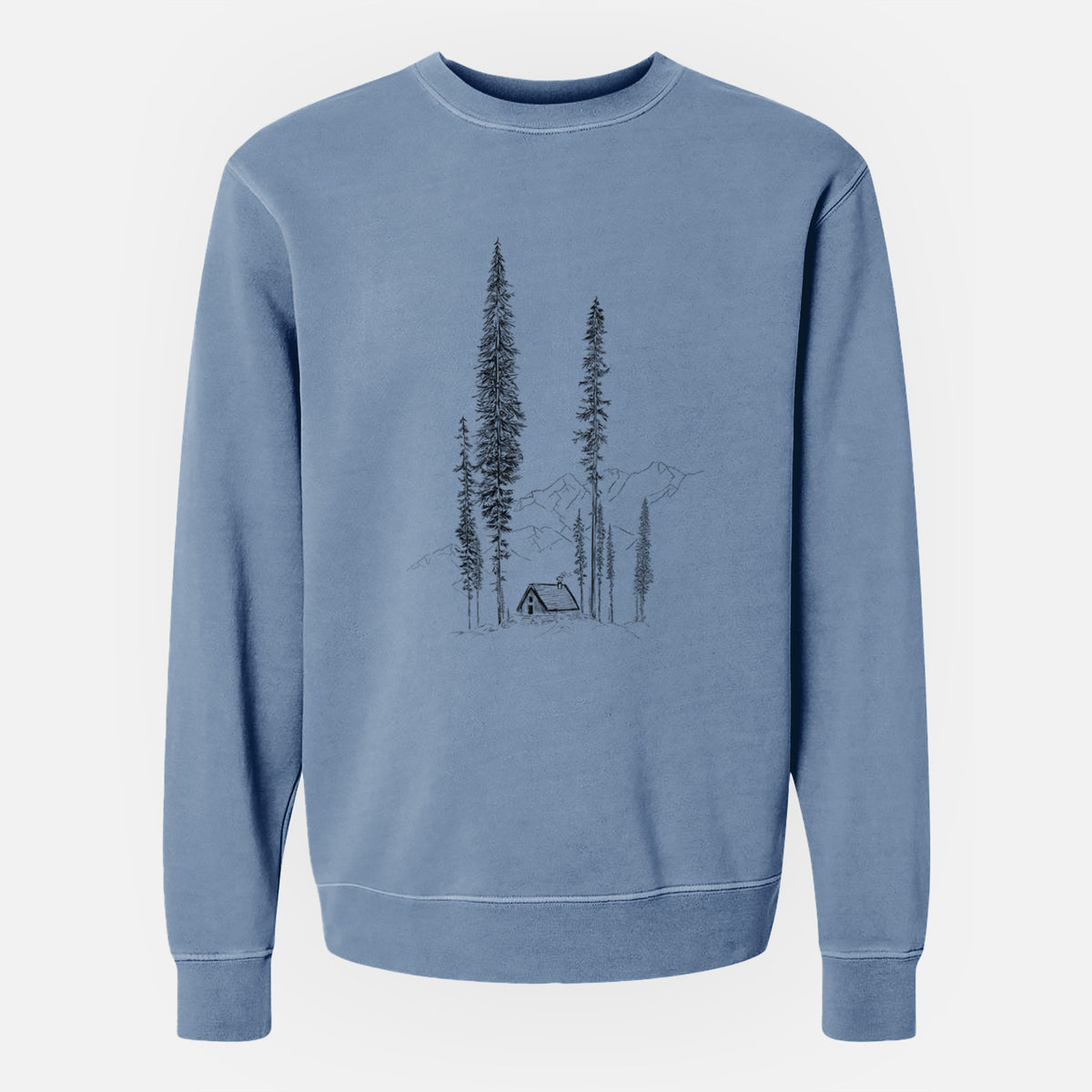 Mountain Pine Cabin Retreat - Unisex Pigment Dyed Crew Sweatshirt