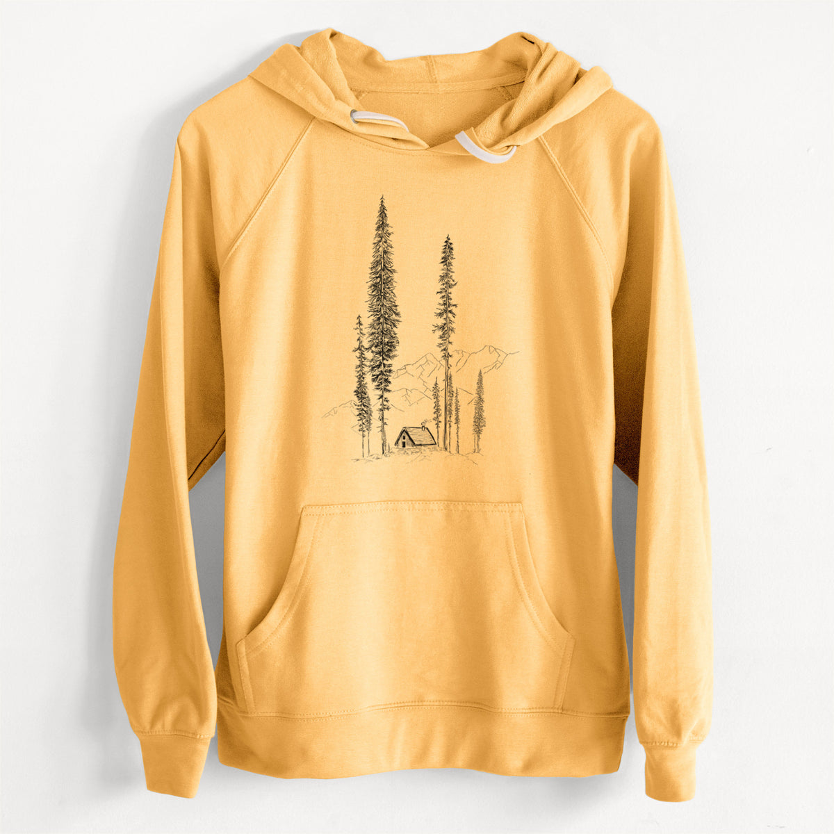 Mountain Pine Cabin Retreat  - Unisex Slim Fit Loopback Terry Hoodie