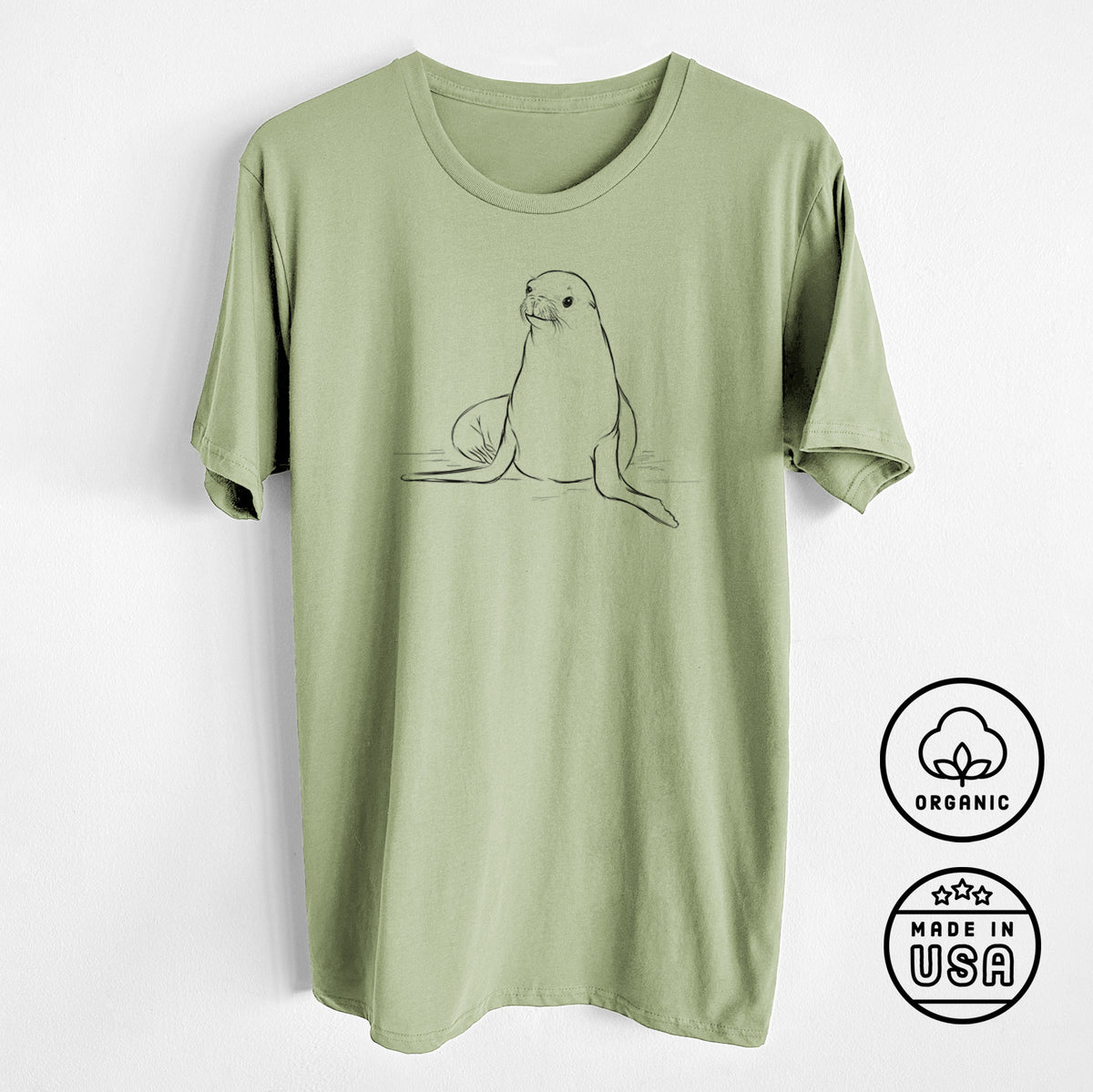 CLOSEOUT - California Sea Lion - Zalophus californianus - Unisex Crewneck - Made in USA - 100% Organic Cotton