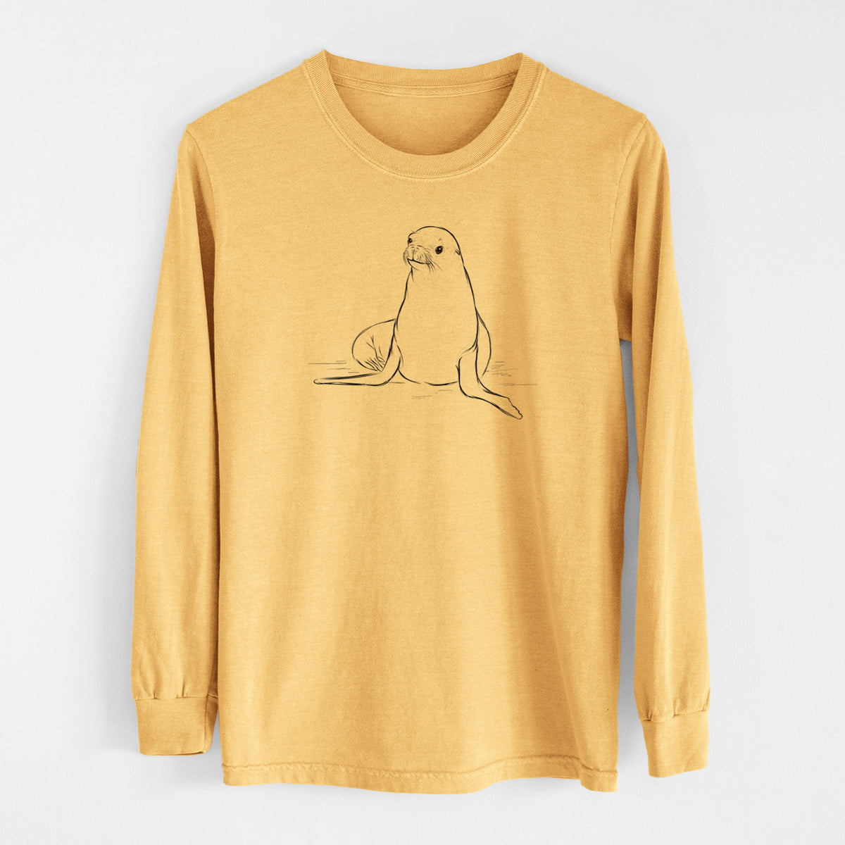 California Sea Lion - Zalophus californianus - Men&#39;s Heavyweight 100% Cotton Long Sleeve