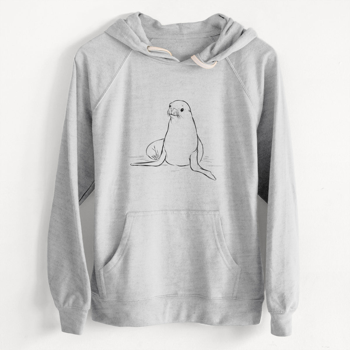 CLEARANCE - California Sea Lion - Zalophus californianus  - Unisex Slim Fit Loopback Terry Hoodie