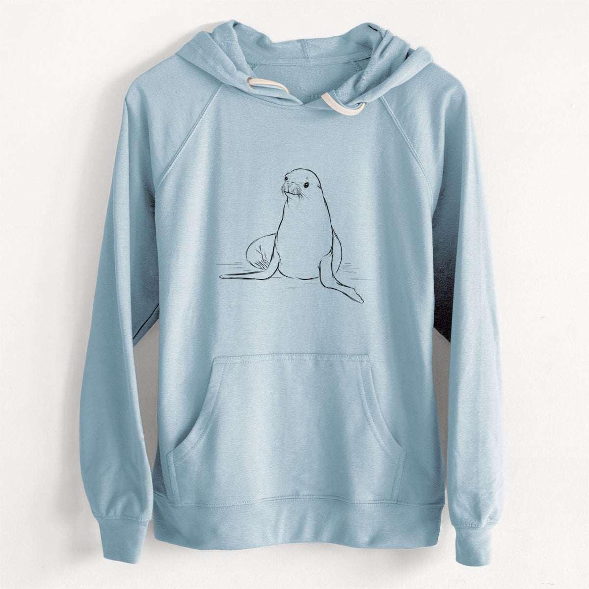 CLEARANCE - California Sea Lion - Zalophus californianus  - Unisex Slim Fit Loopback Terry Hoodie