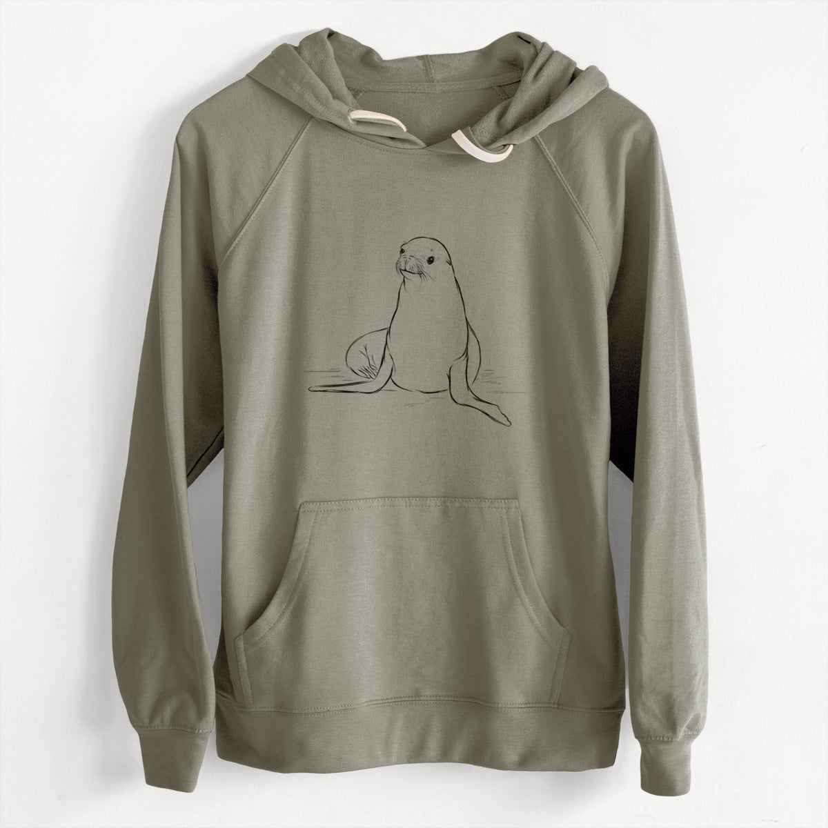 CLEARANCE - California Sea Lion - Zalophus californianus  - Unisex Slim Fit Loopback Terry Hoodie