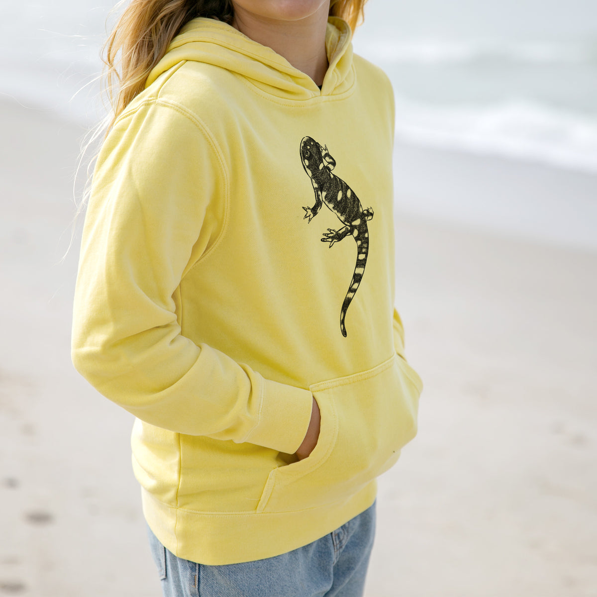 California Tiger Salamander - Ambystoma californiense - Youth Pigment Dyed Hoodie