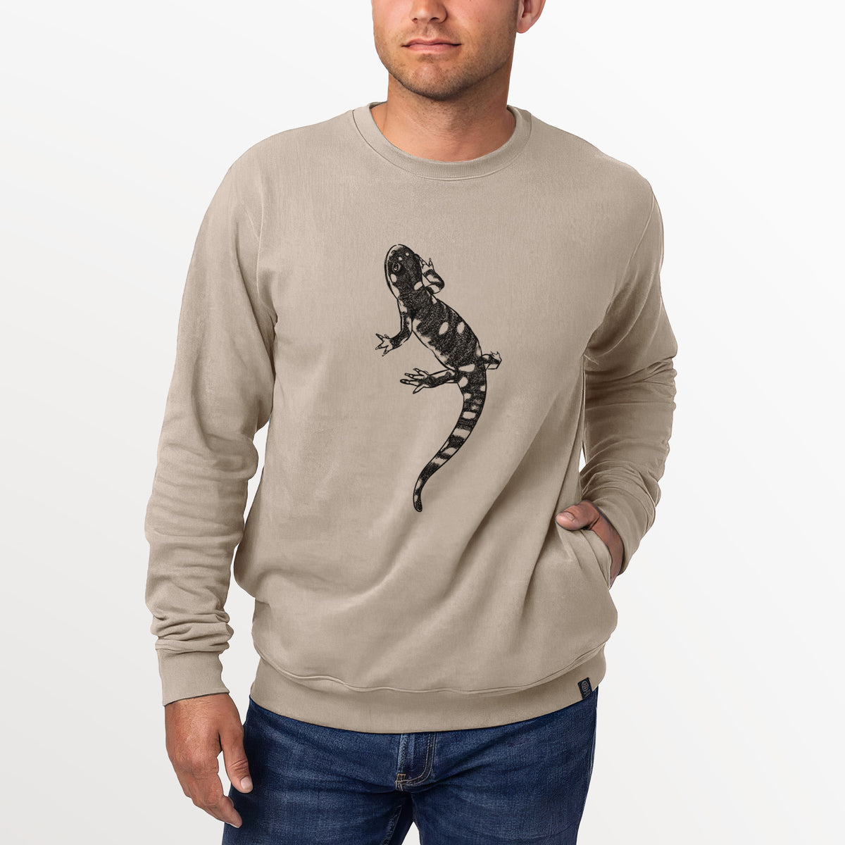 California Tiger Salamander - Ambystoma californiense  - Unisex Reclaimed Crewneck Sweatshirt