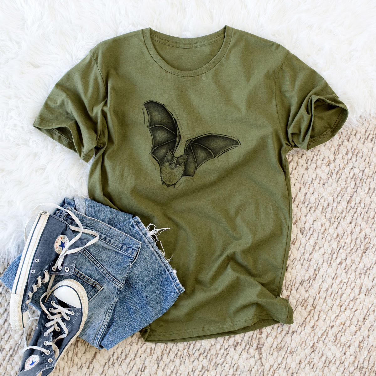 CLOSEOUT - Macrotus californicus - California Leaf-nosed Bat - Unisex Crewneck - Made in USA - 100% Organic Cotton