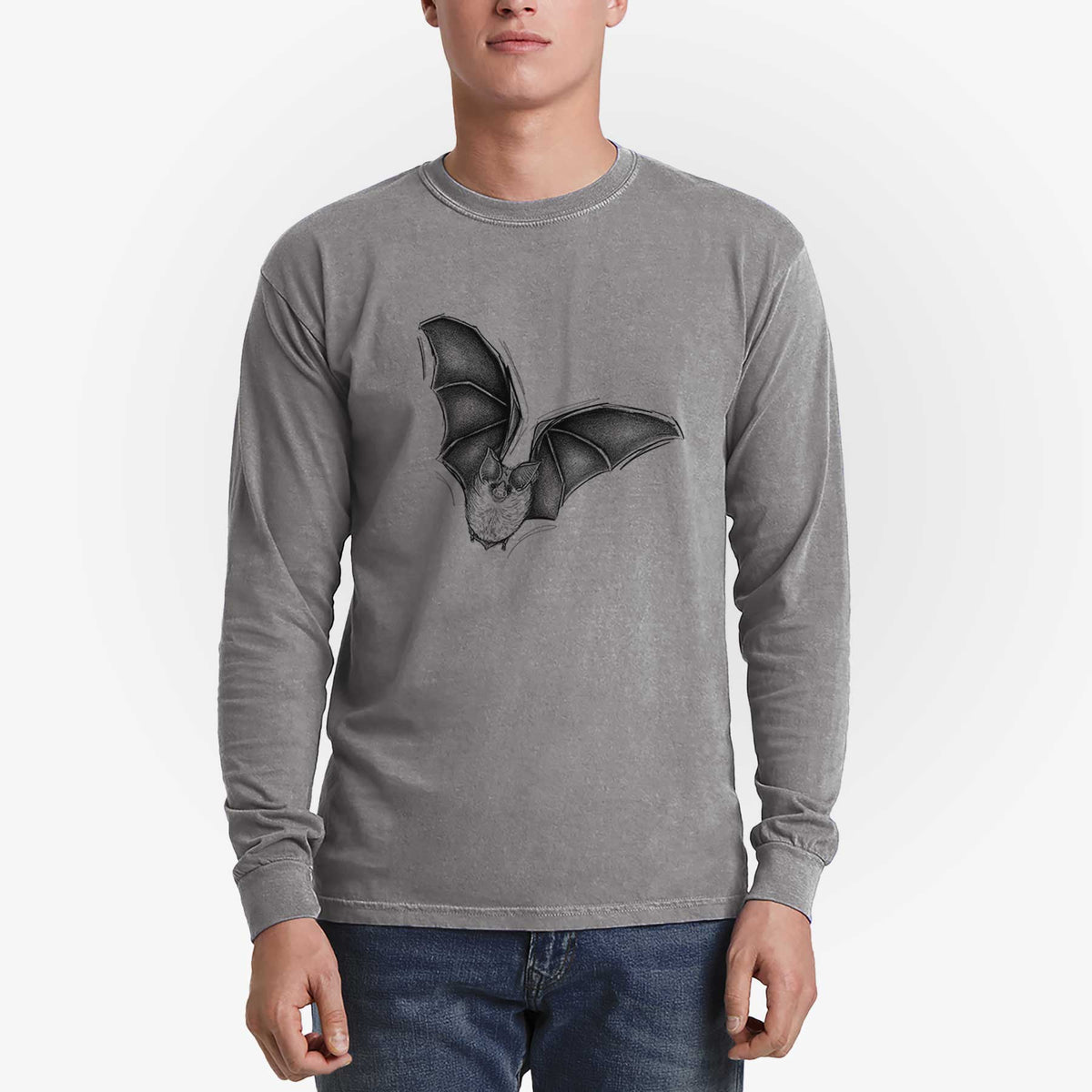 Macrotus californicus - California Leaf-nosed Bat - Men&#39;s Heavyweight 100% Cotton Long Sleeve