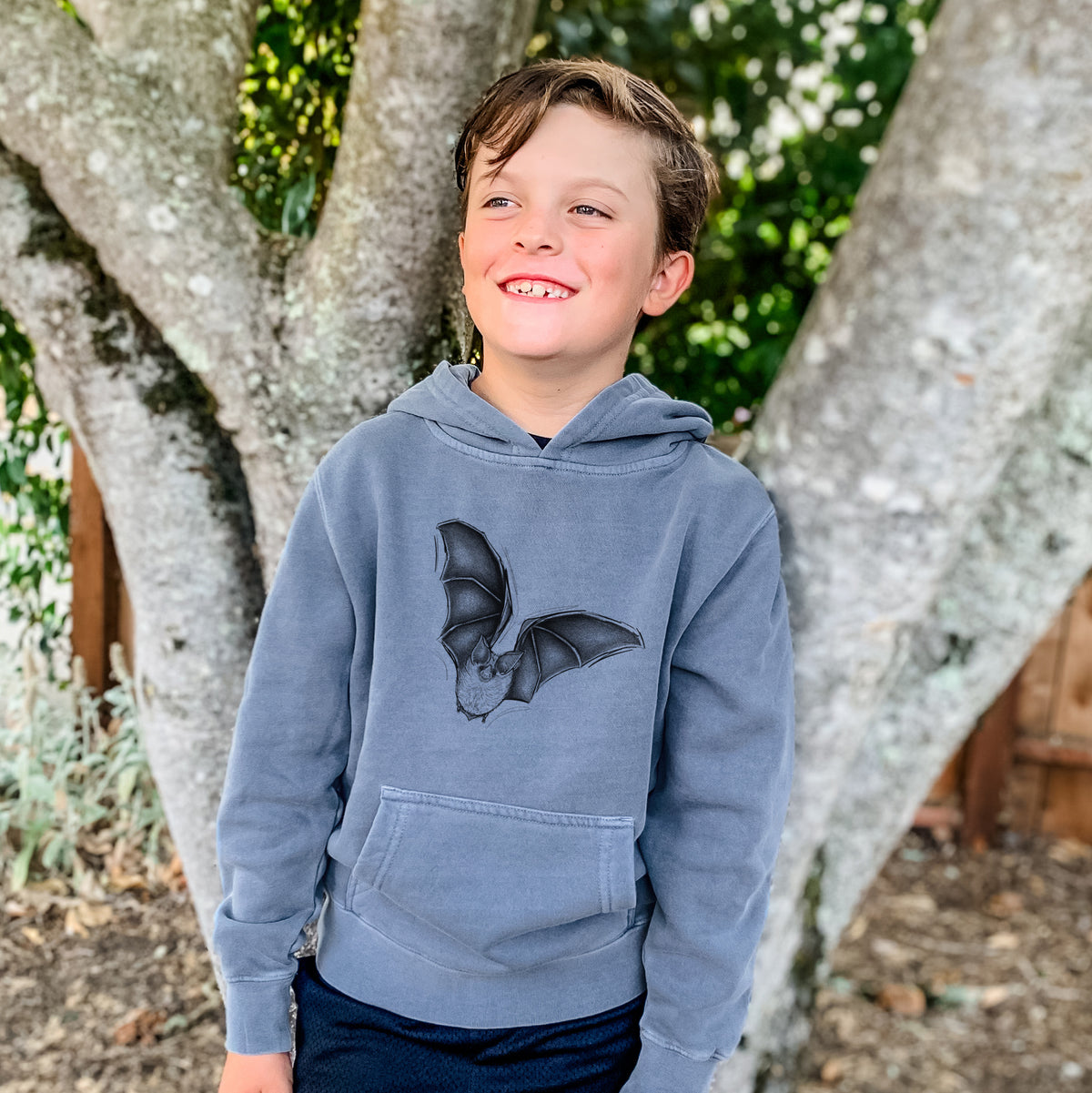 Macrotus californicus - California Leaf-nosed Bat - Youth Pigment Dyed Hoodie