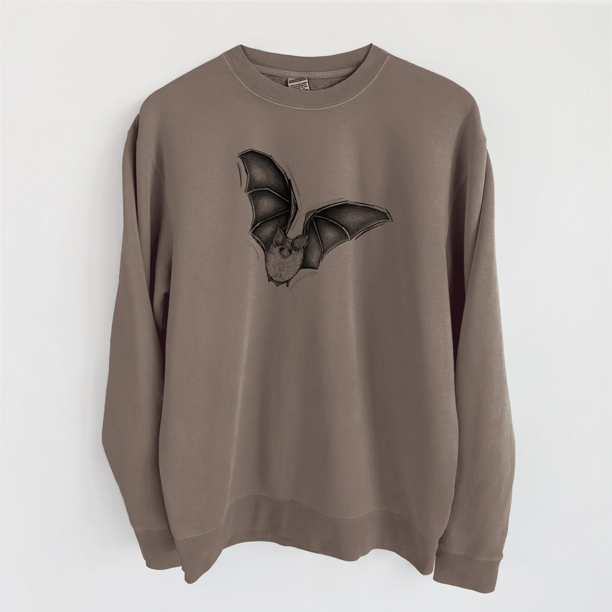 Macrotus californicus - California Leaf-nosed Bat - Unisex Pigment Dyed Crew Sweatshirt in Espresso Brown Color