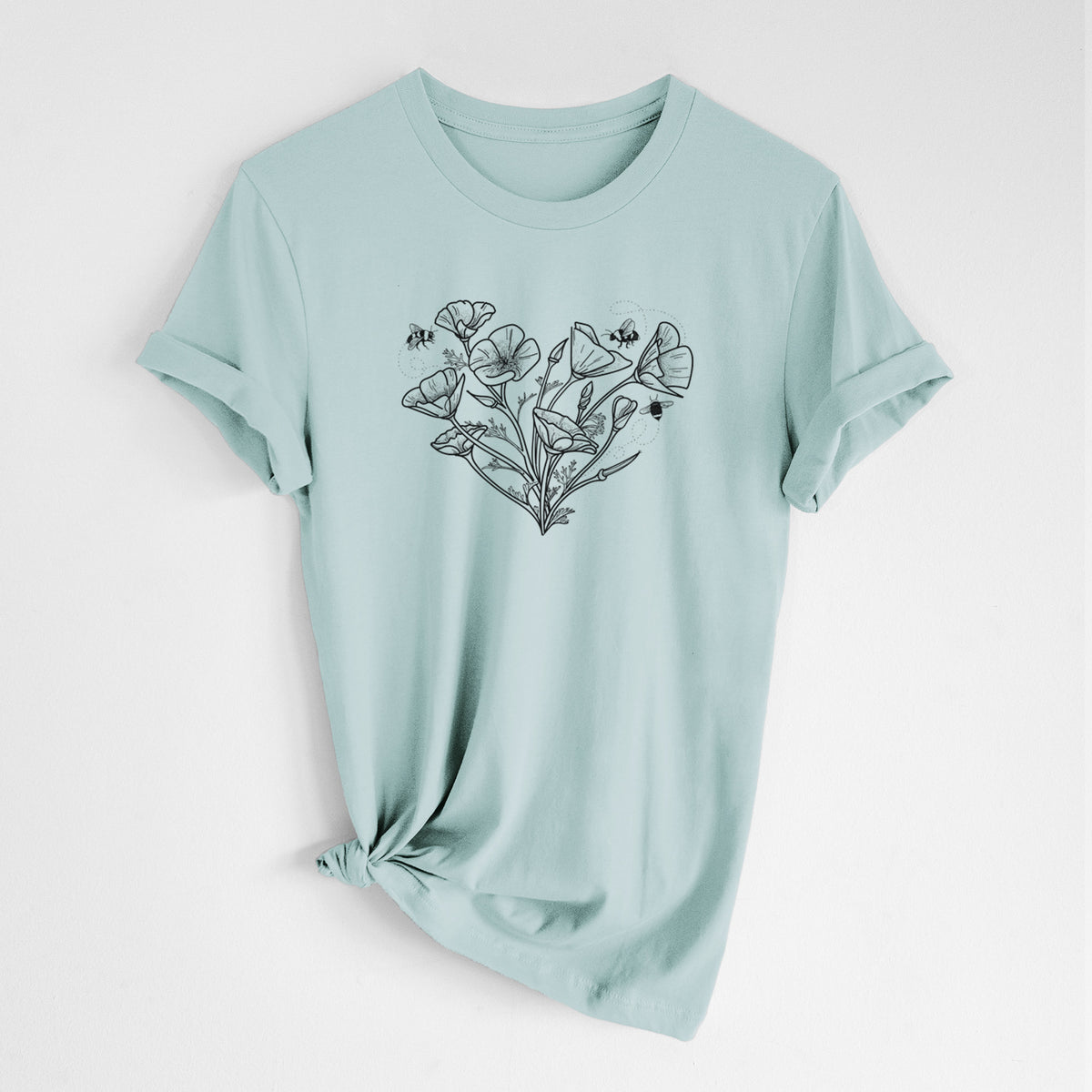 California Poppy Heart - Lightweight 100% Cotton Unisex Crewneck