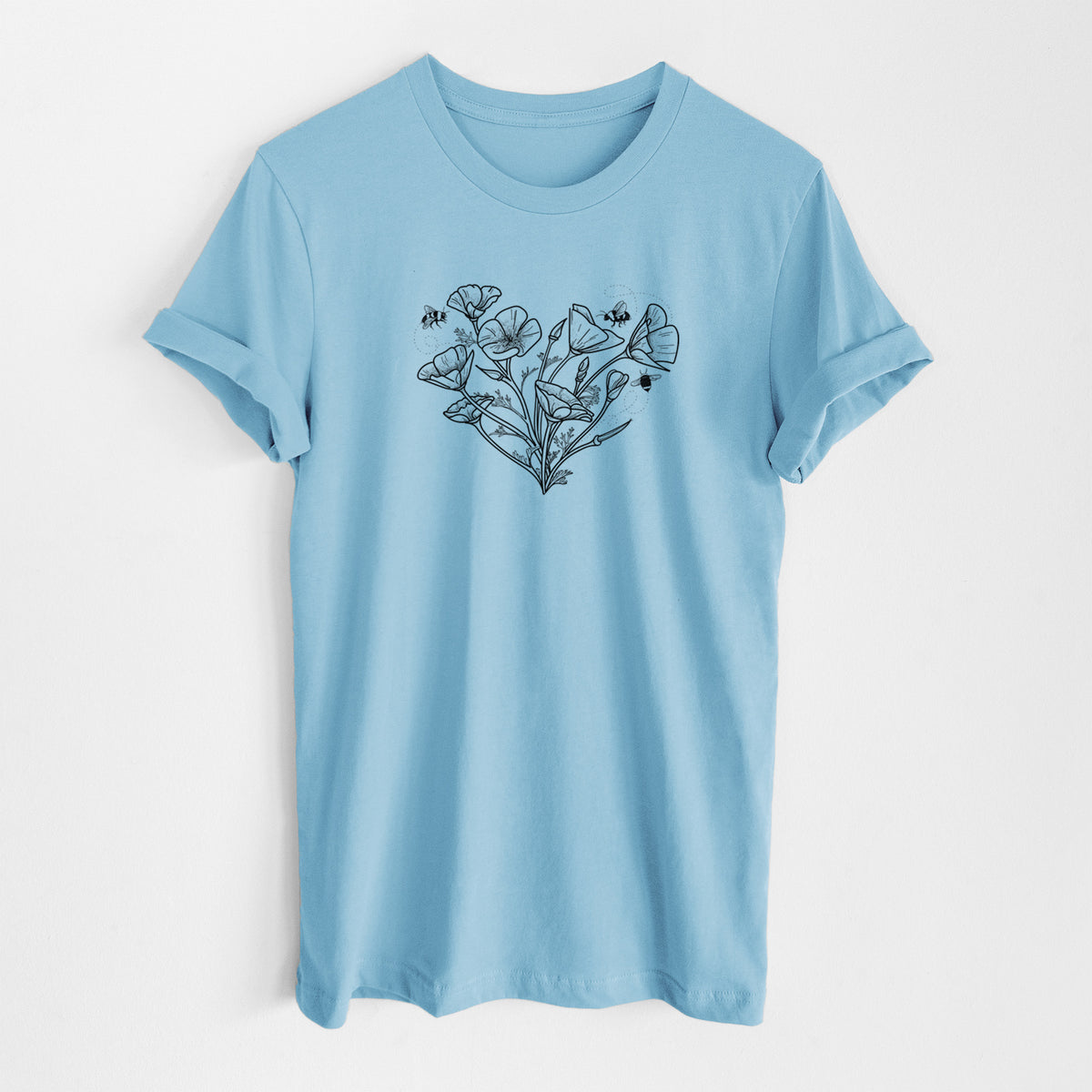 California Poppy Heart - Lightweight 100% Cotton Unisex Crewneck