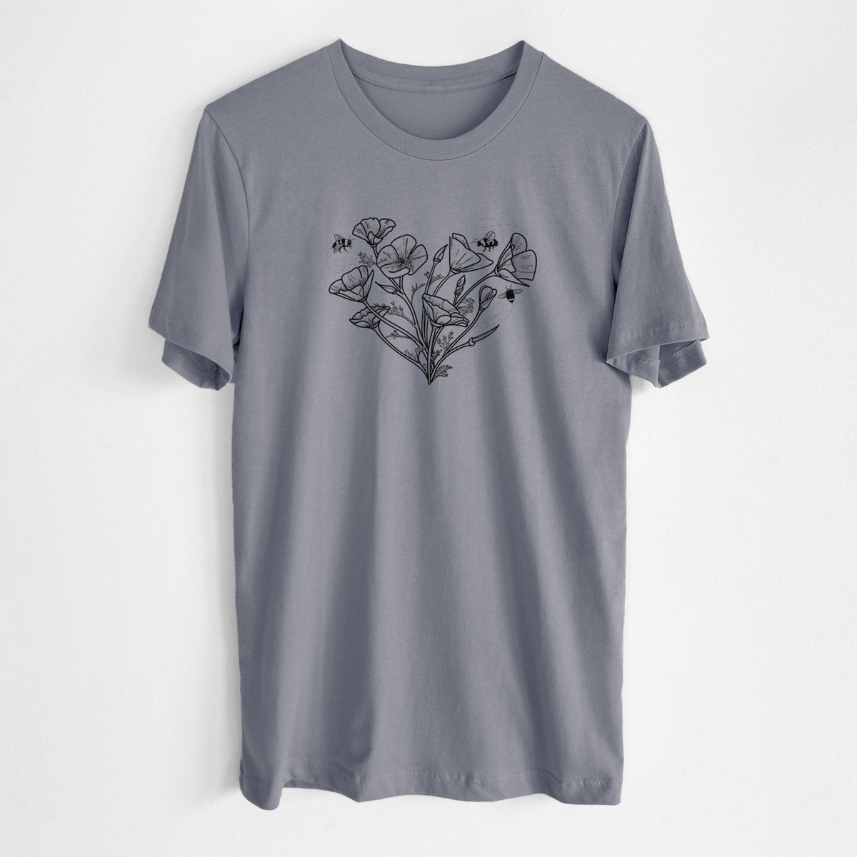 California Poppy Heart - Lightweight 100% Cotton Unisex Crewneck